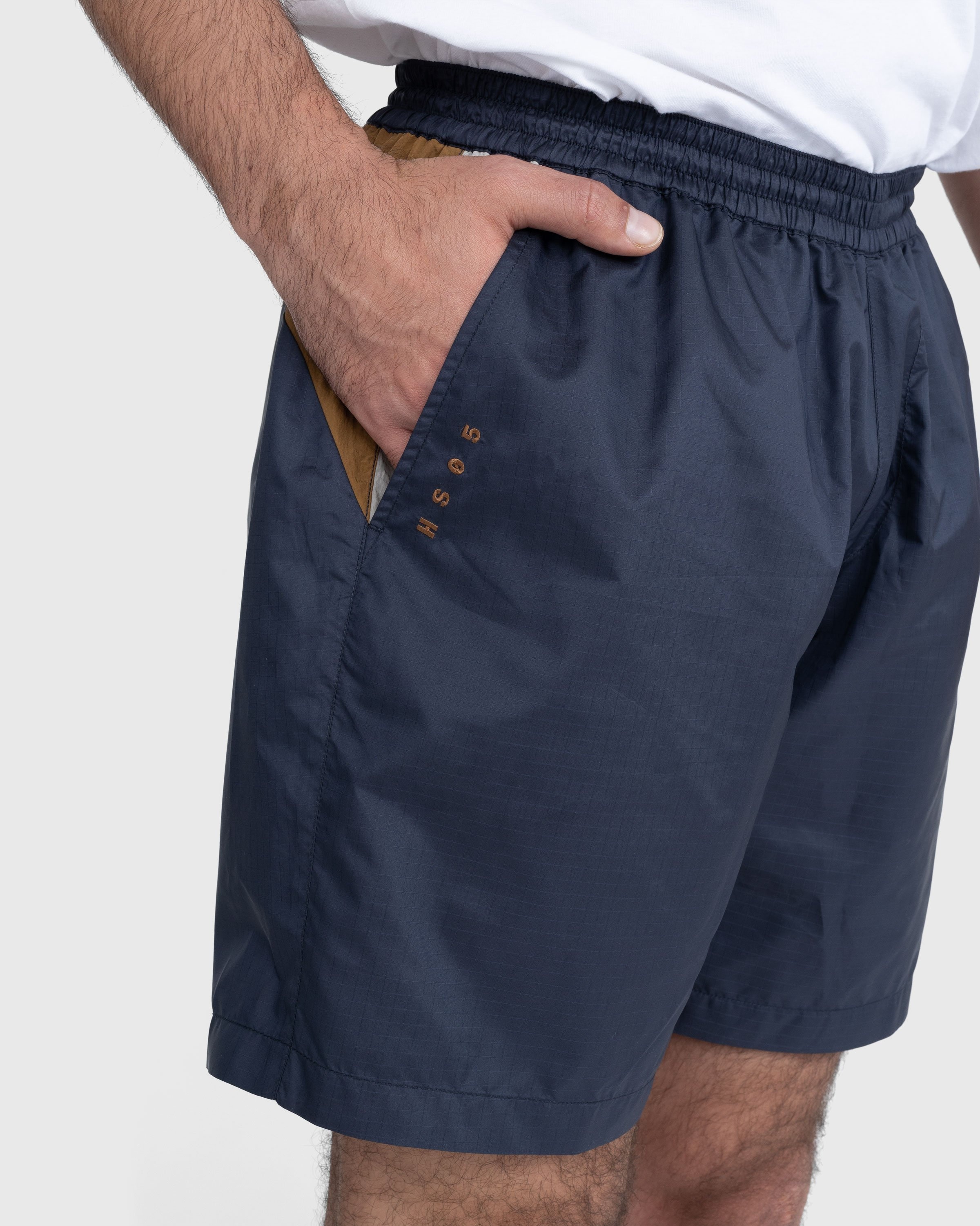 Highsnobiety – Mix Panel Nylon Shorts Navy/Brown | Highsnobiety Shop