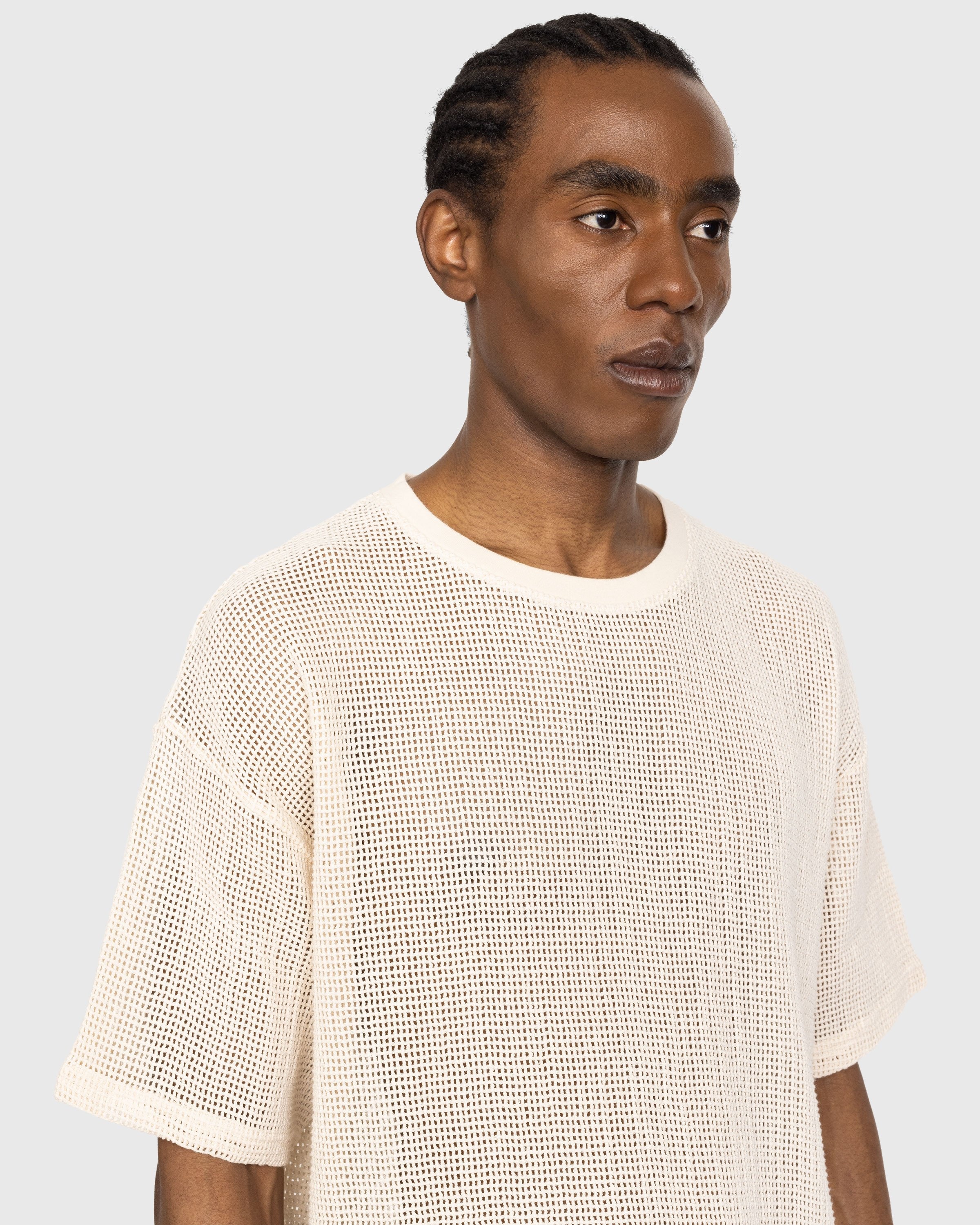 Highsnobiety – Cotton Mesh Knit T-Shirt Beige - T-Shirts - Beige - Image 5