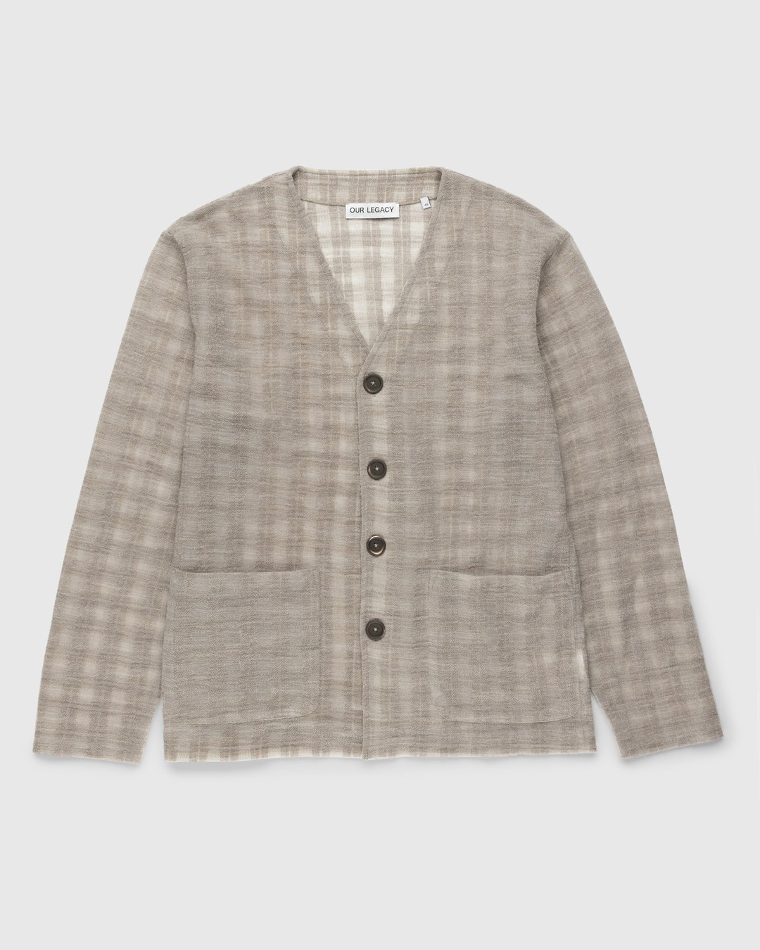 Our Legacy – Cardigan Grey Disintegration Check - Knitwear - Grey - Image 1