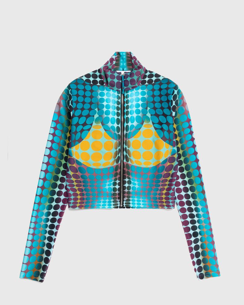 Jean Paul Gaultier – Zip High Neck Longsleeve Top Blue