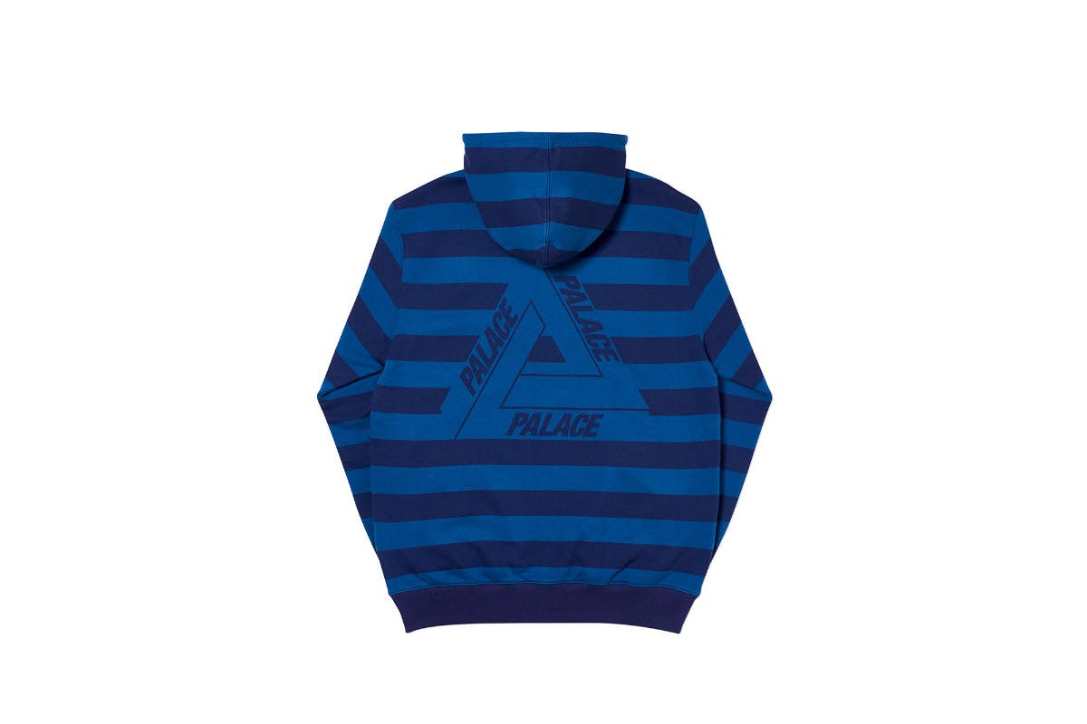Palace 2019 Autumn Hood Tri Stripe Zip Blue Back