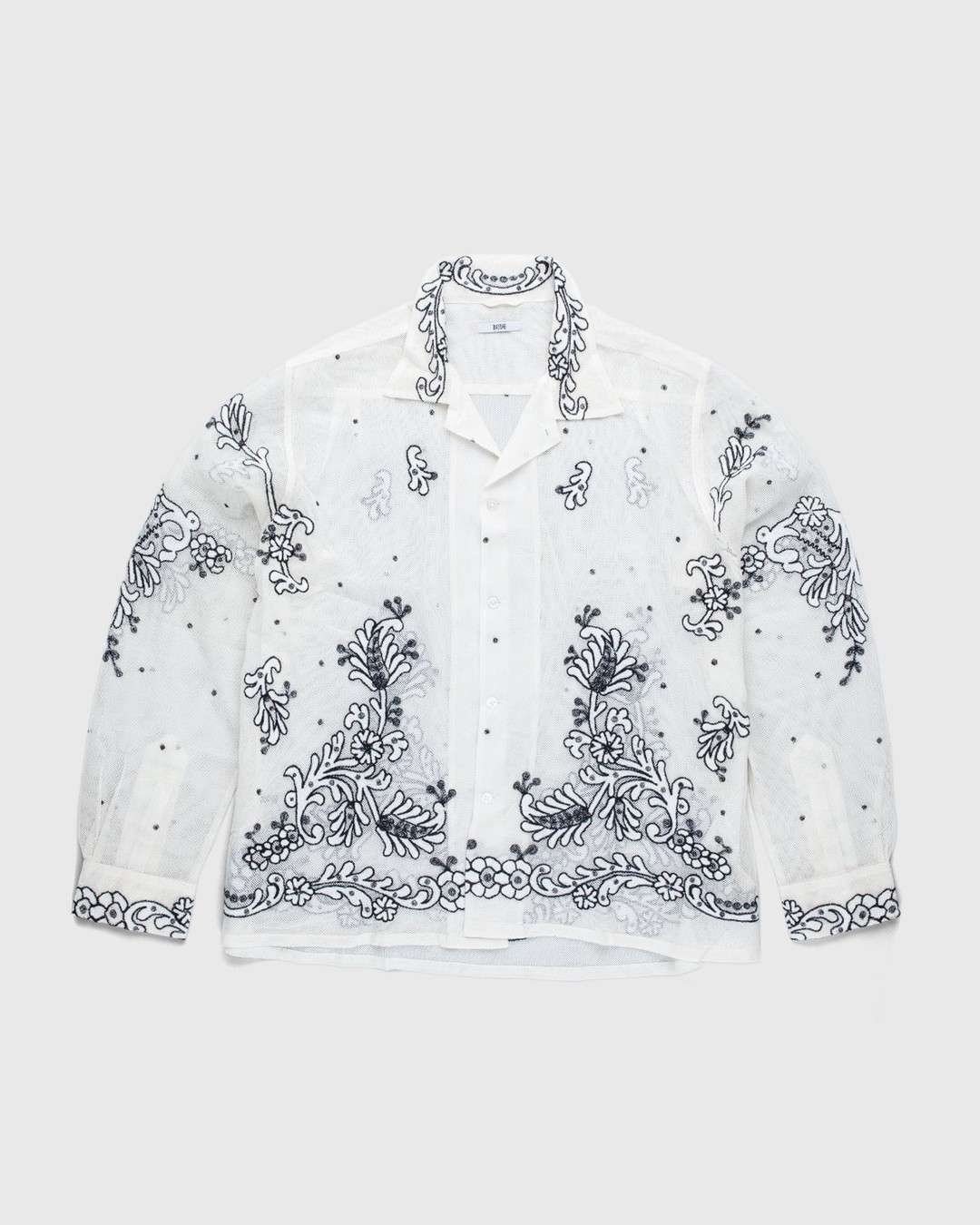 Bode – Bevel Embroidered Longsleeve Shirt Ecru | Highsnobiety Shop