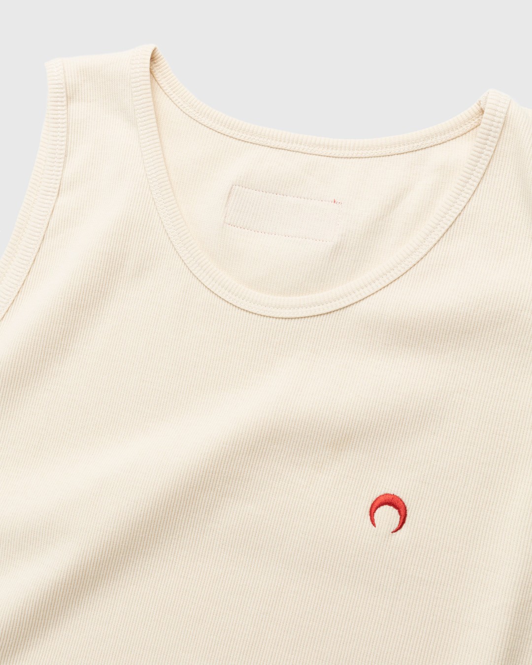Marine Serre – Organic Cotton Ribbed Tank Top Beige - Men Tops - Beige - Image 4