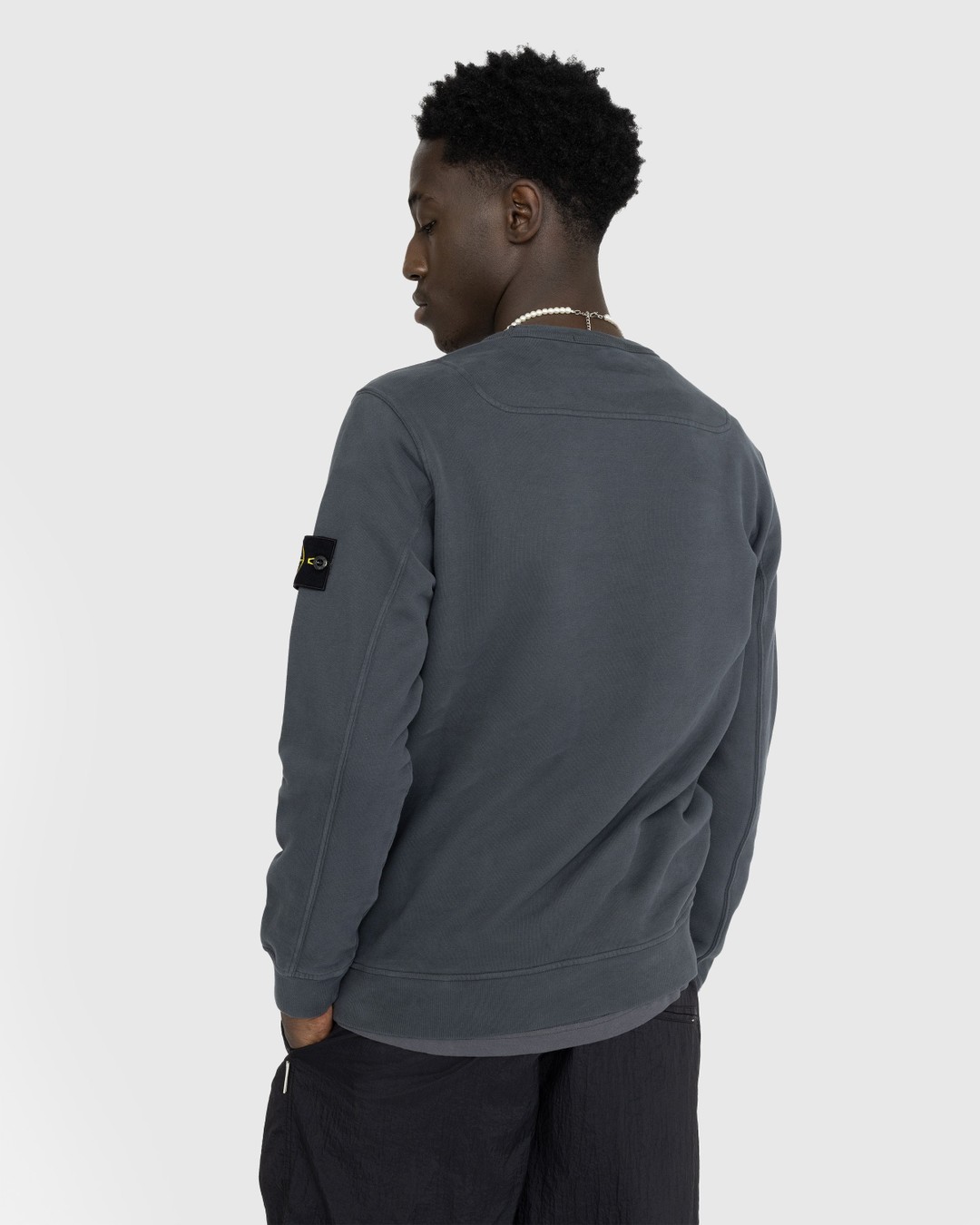 Stone Island – Garment-Dyed Brushed Fleece Crewneck Lead Grey - Knitwear - Grey - Image 3