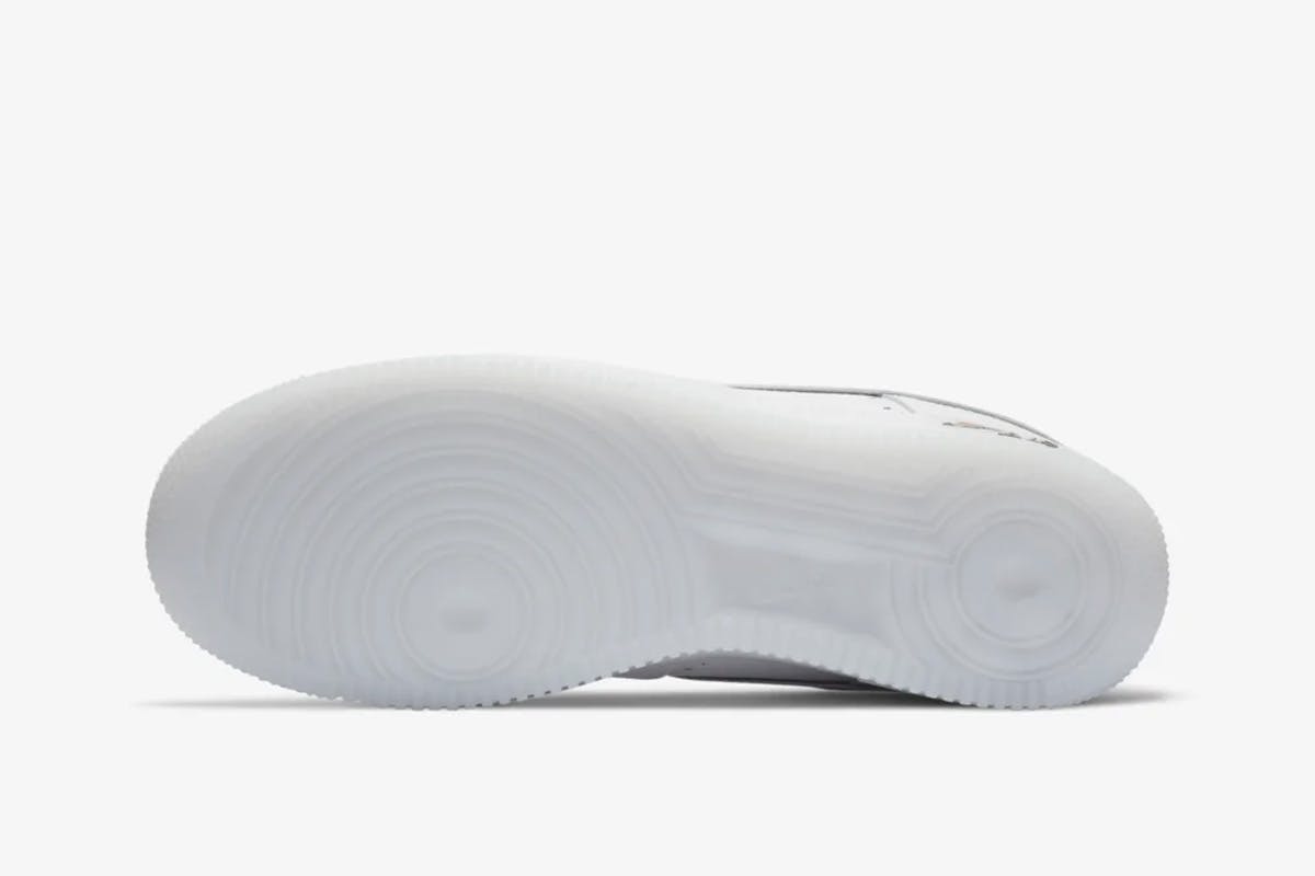 White and rainbow Pride Nike Air Force 1 view of sole