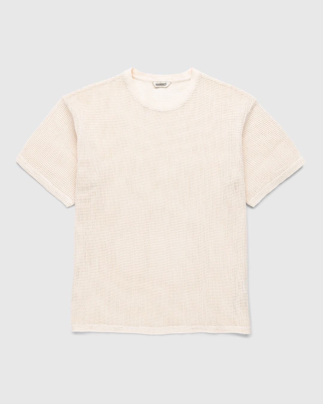 Highsnobiety – Cotton Mesh Knit T-Shirt Beige - T-Shirts - Beige - Image 1