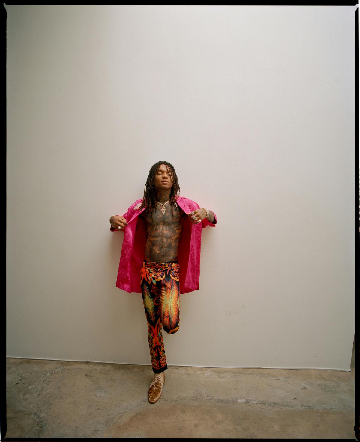 Versace Shirt from fwrd, Jean Paul Gaultier Pants from No Signal Atlanta, Oro Boots, Bvlgari Necklace