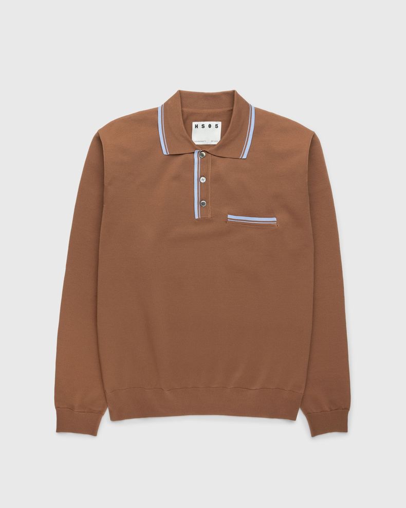 Long Sleeves Knit Polo Brown