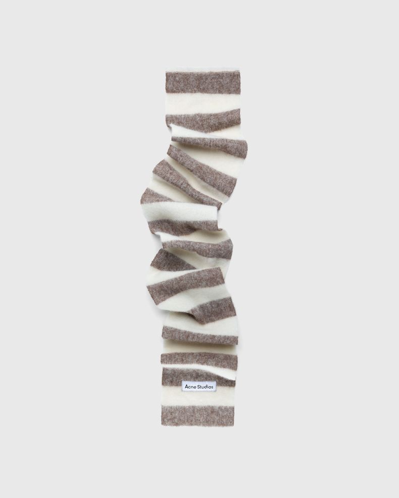 Acne Studios – Striped Wool Blend Scarf Brown/White