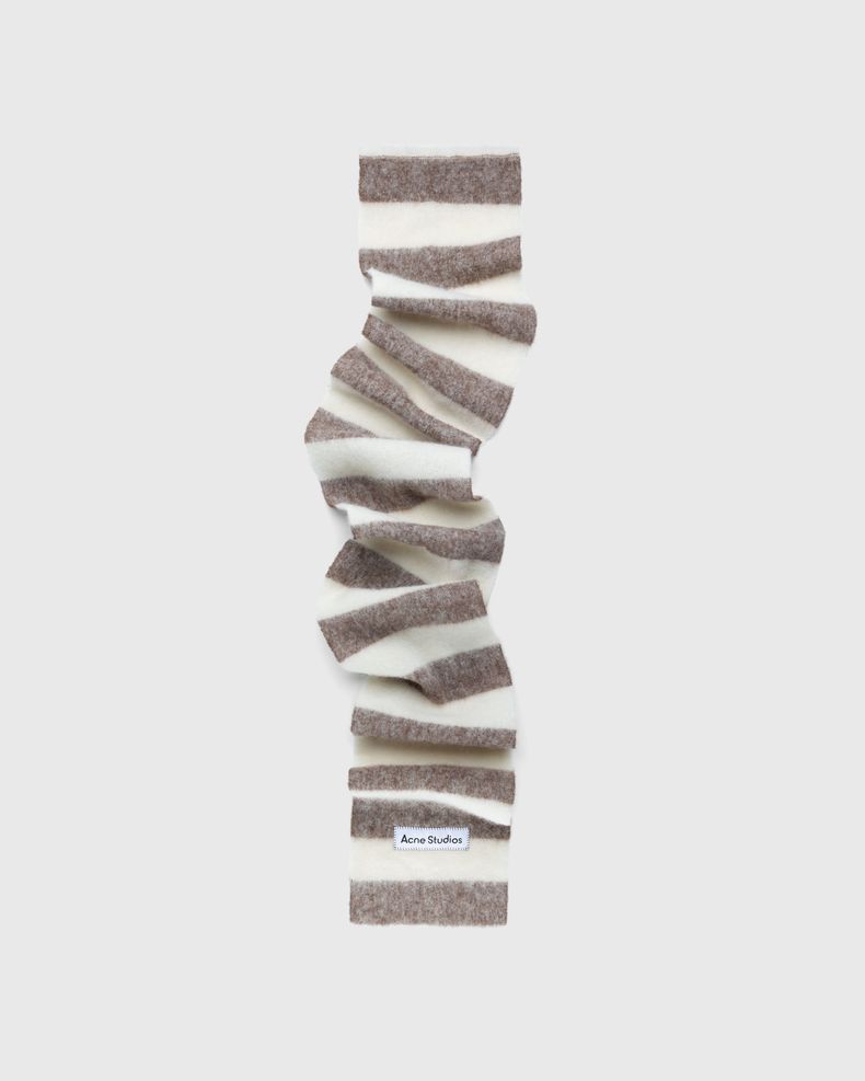 Acne Studios – Striped Wool Blend Scarf Brown/White
