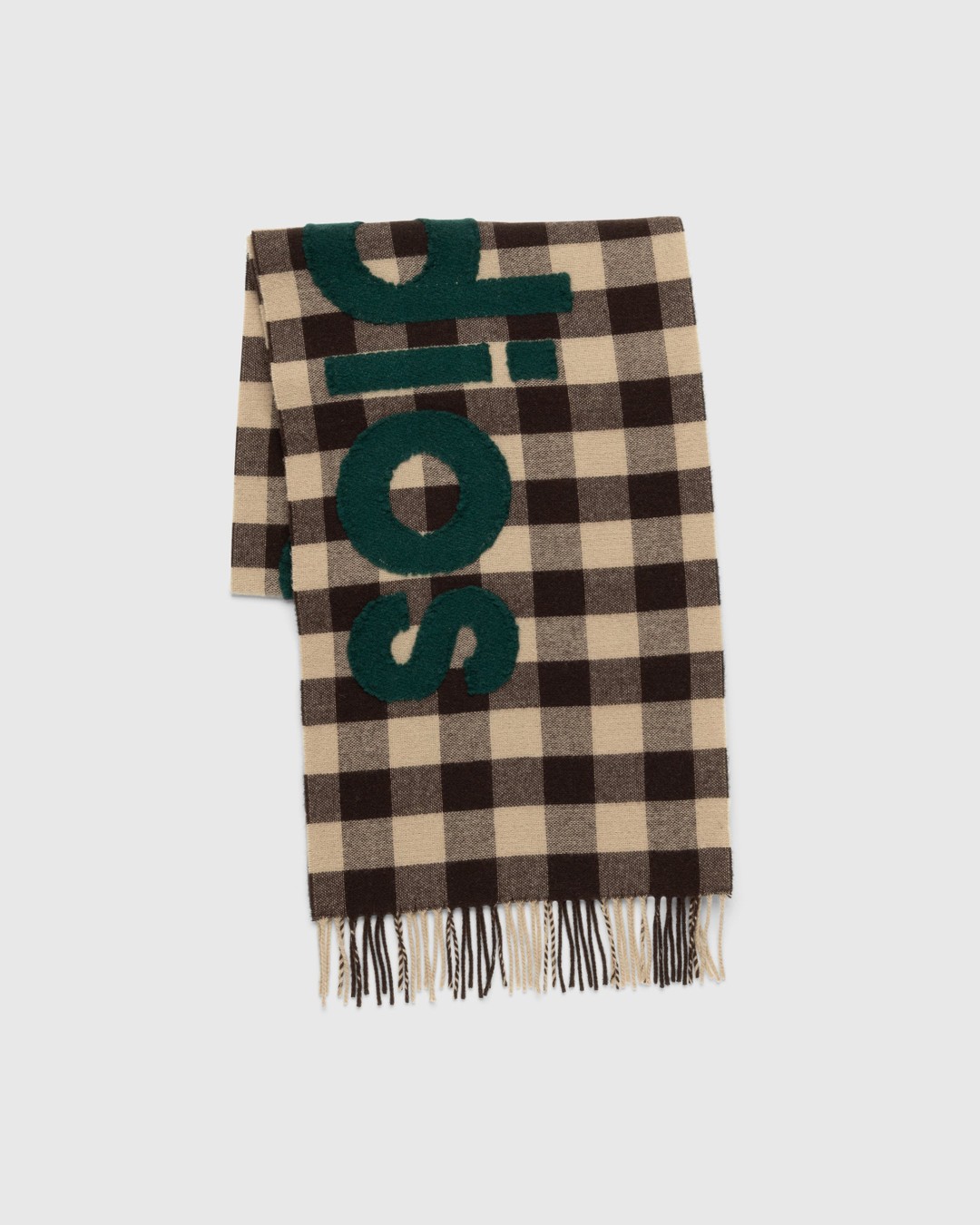 Acne Studios – Check Logo Scarf Brown/Green - Scarves - Multi - Image 2