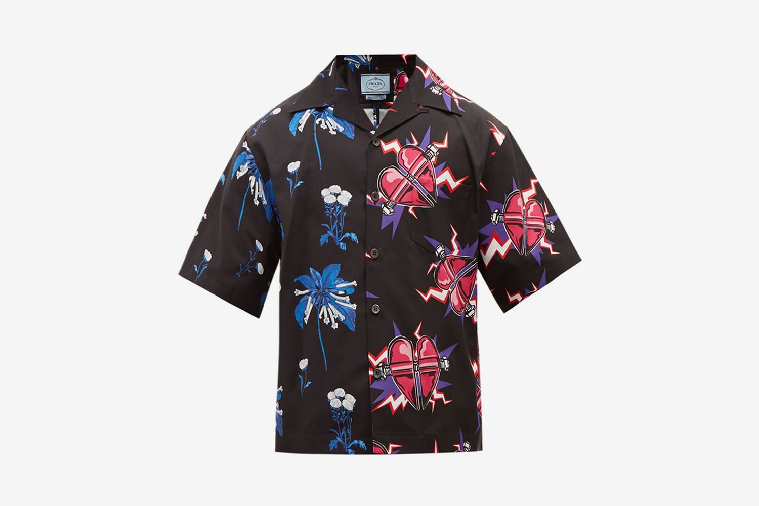 Flower and Heart-Print cotton Shirt
