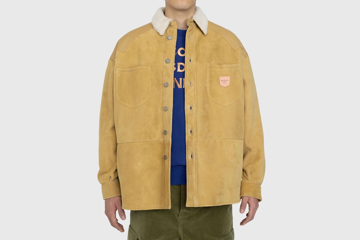 Suede Leather Shearling Overshirt
