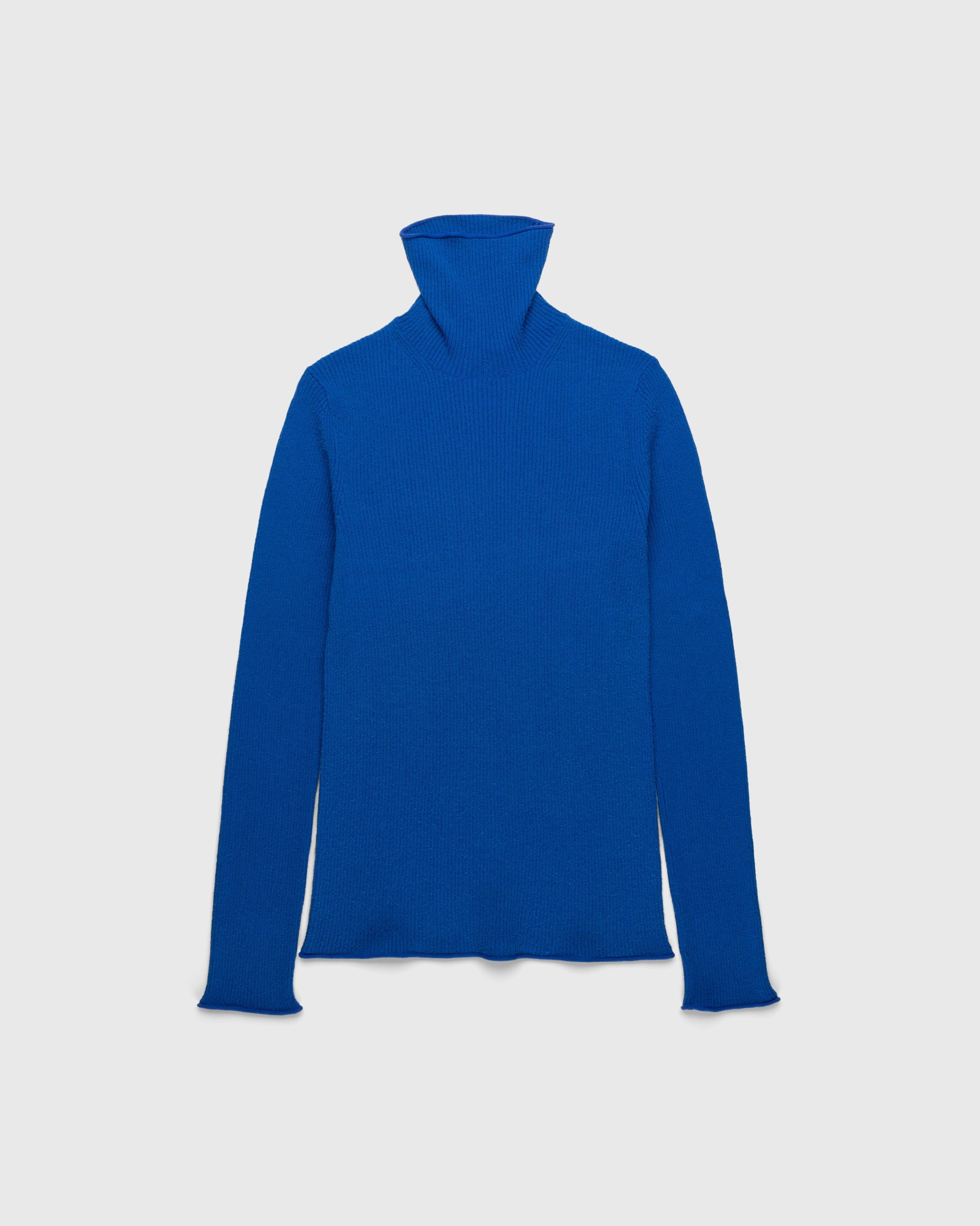 Acne Studios Roll Neck Ribbed Knit Sweater Ultramarine Blue