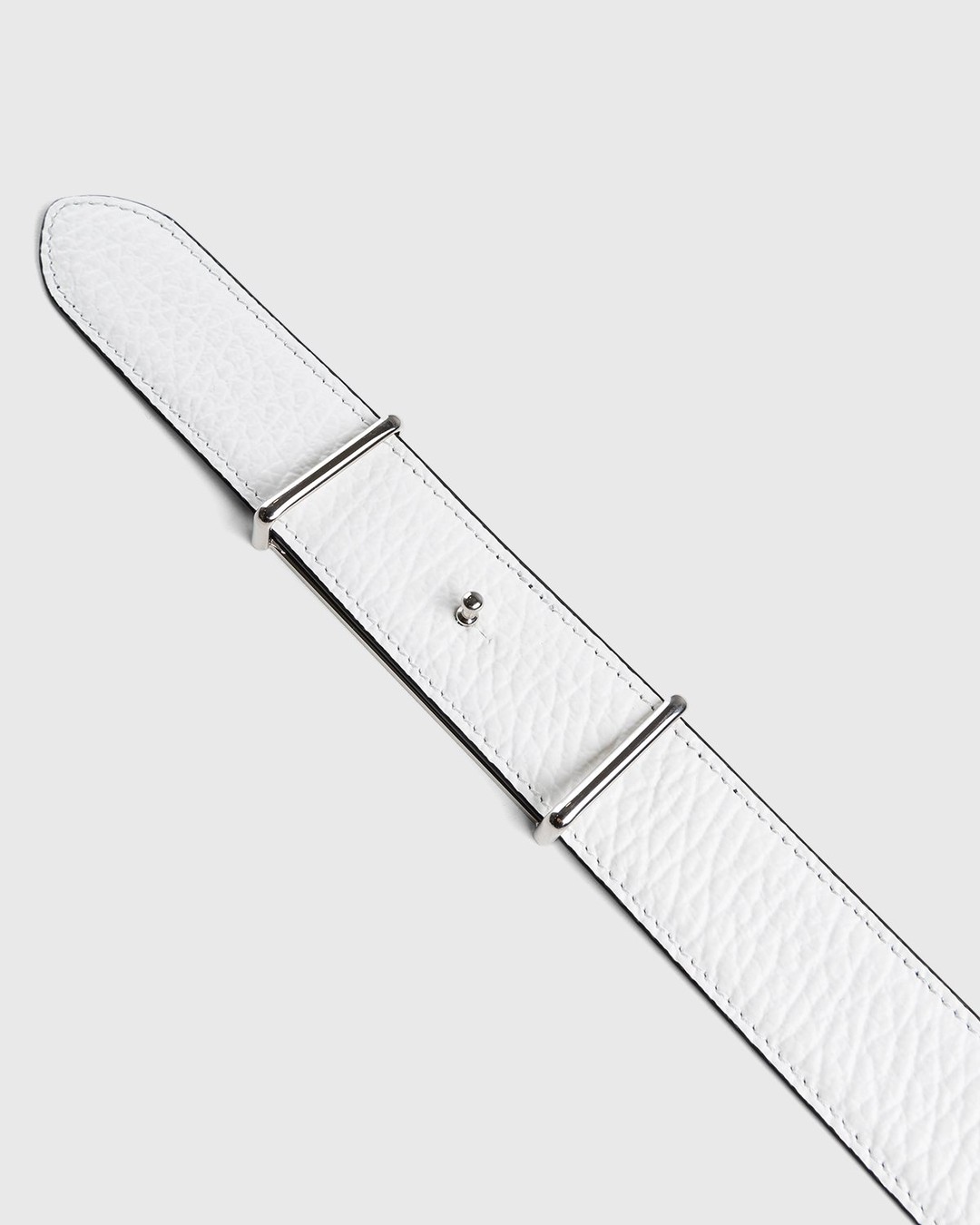 Maison Margiela – Logo Buckle Leather Belt White - Belts - White - Image 4