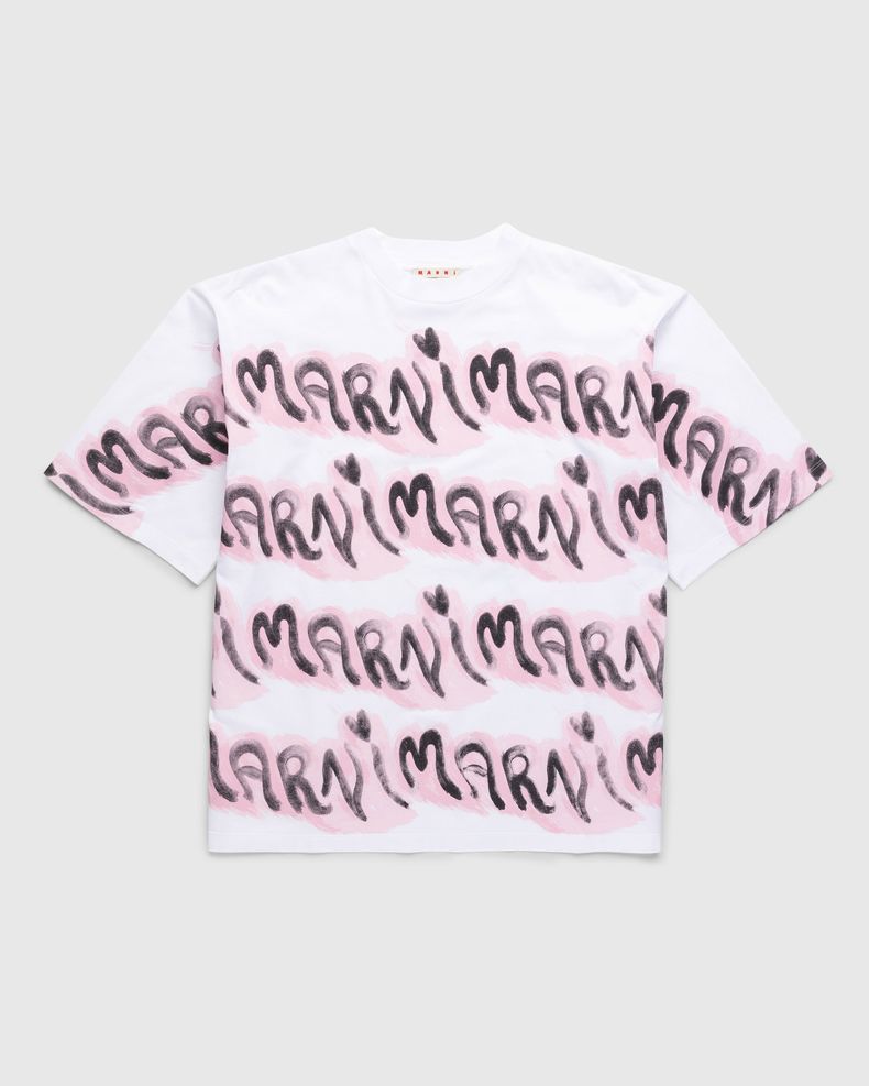 Marni – Logo Stripe T-Shirt Lily White