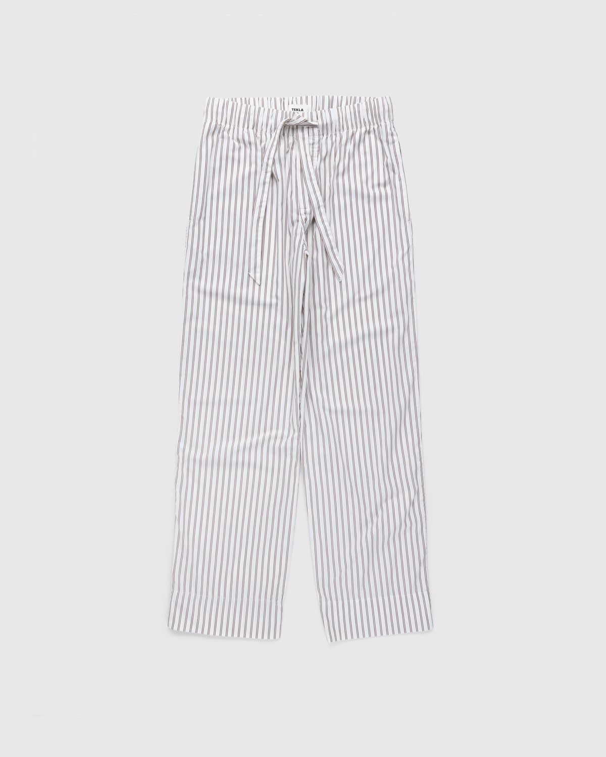 Tekla – Cotton Poplin Pyjamas Pants Hopper Stripes - Pyjamas - Beige - Image 1