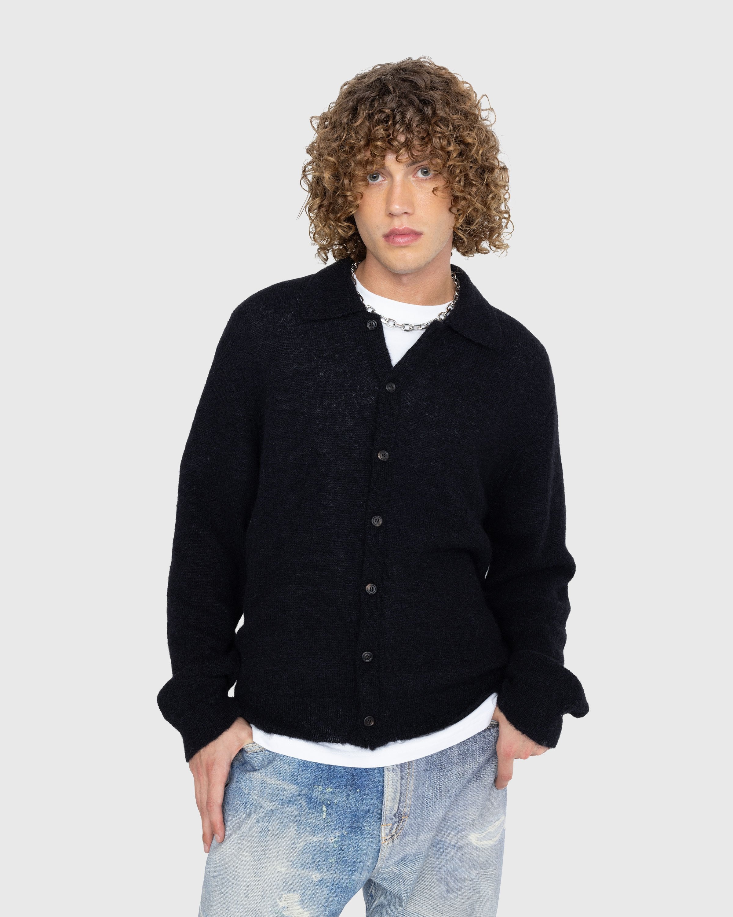 Fuzzy outlet polo sweater