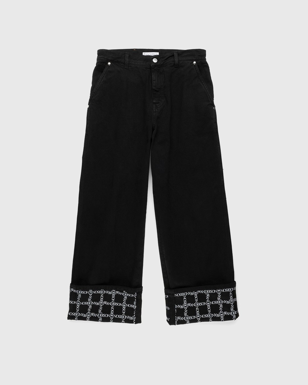 J.W. Anderson – Logo Grid Cuff Wide Leg Jeans Black - Denim - Black - Image 1