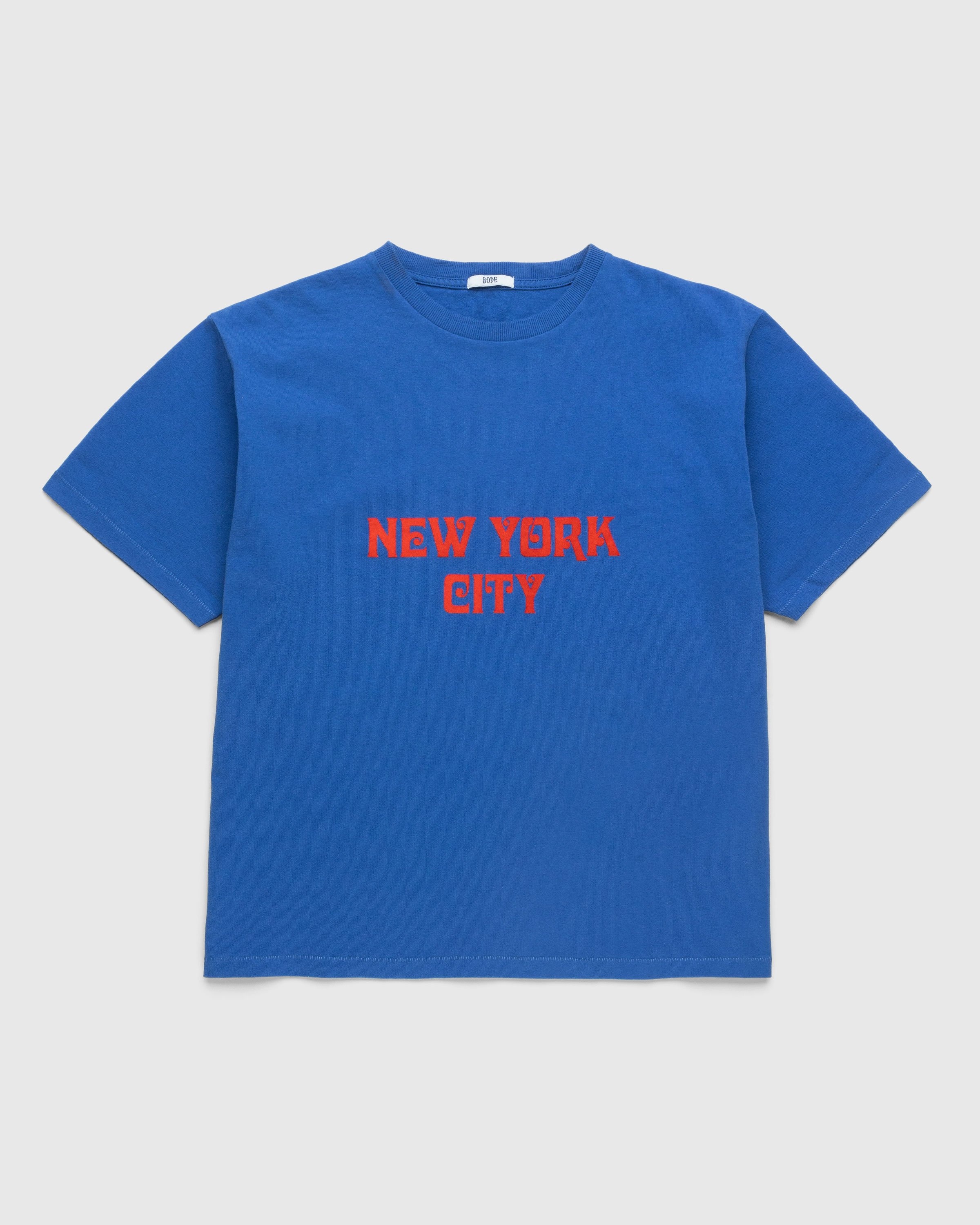 bode – Flocked Nouveau Tee - T-shirts - Blue - Image 1