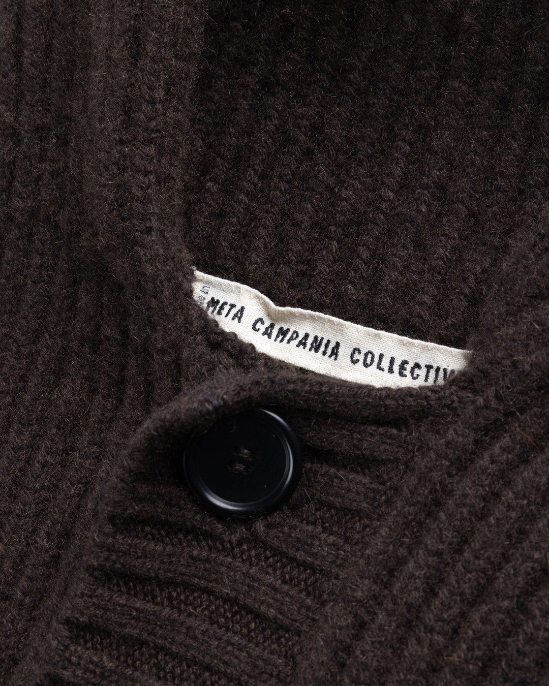 Meta Campania Collective – Michel Exaggerated Rib Cashmere Hooded Cardigan Dark Chocolate Brown - Knitwear - Brown - Image 7