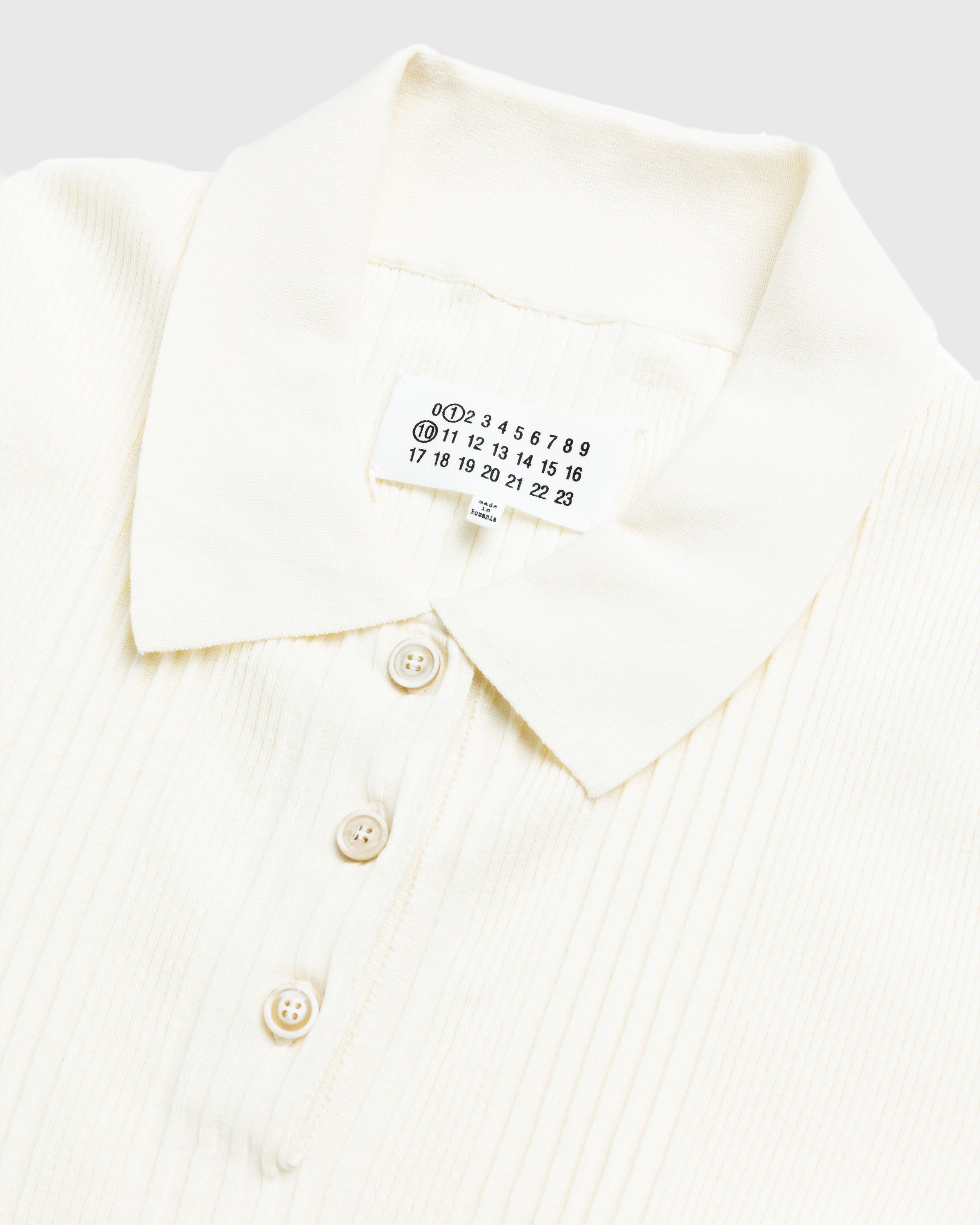 Maison Margiela – Knitted Polo Shirt Beige - Shirts - Beige - Image 6