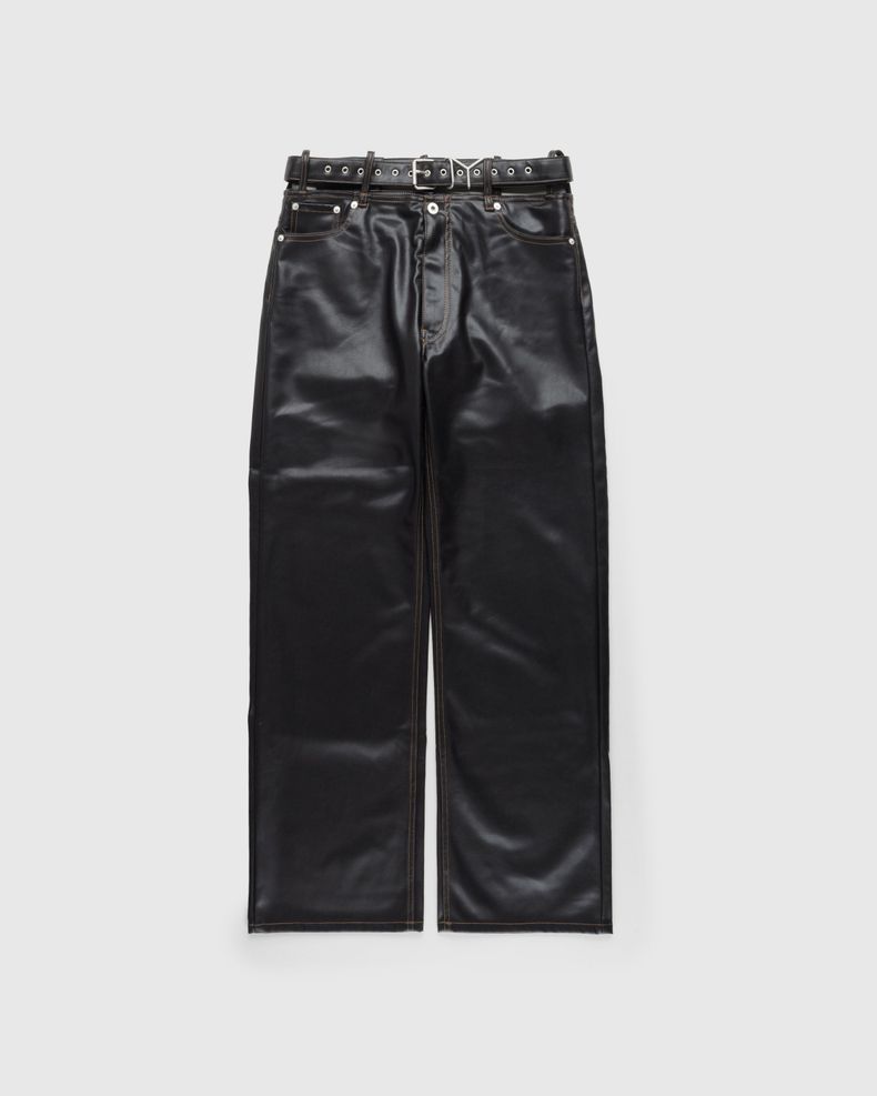 Y Belt Leather Pants Black