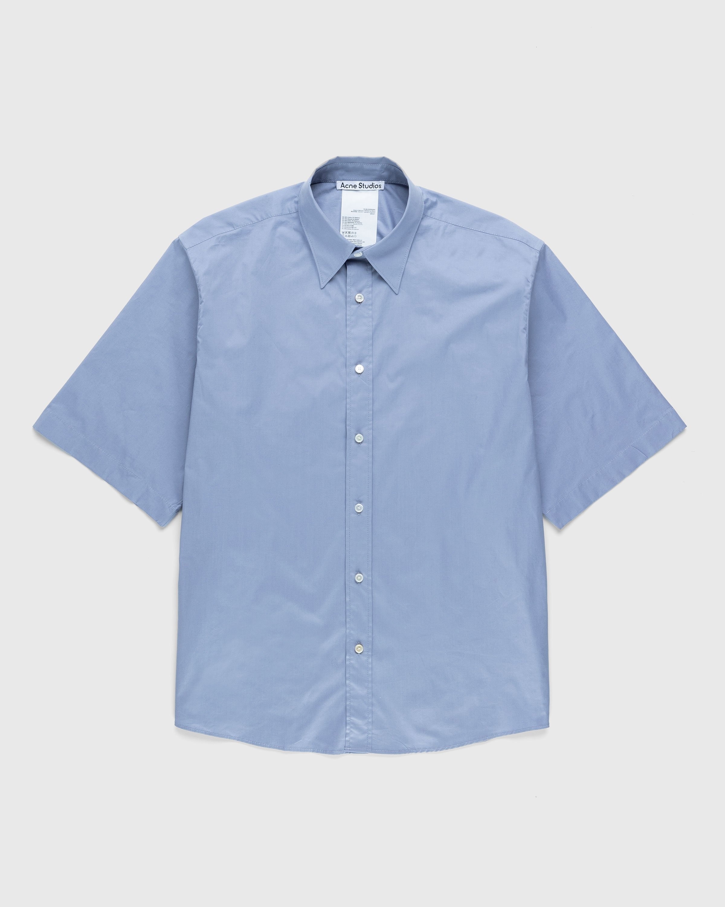 Acne Studios – Short-Sleeve Button-Up Dusty Blue - Shirts - Blue - Image 1
