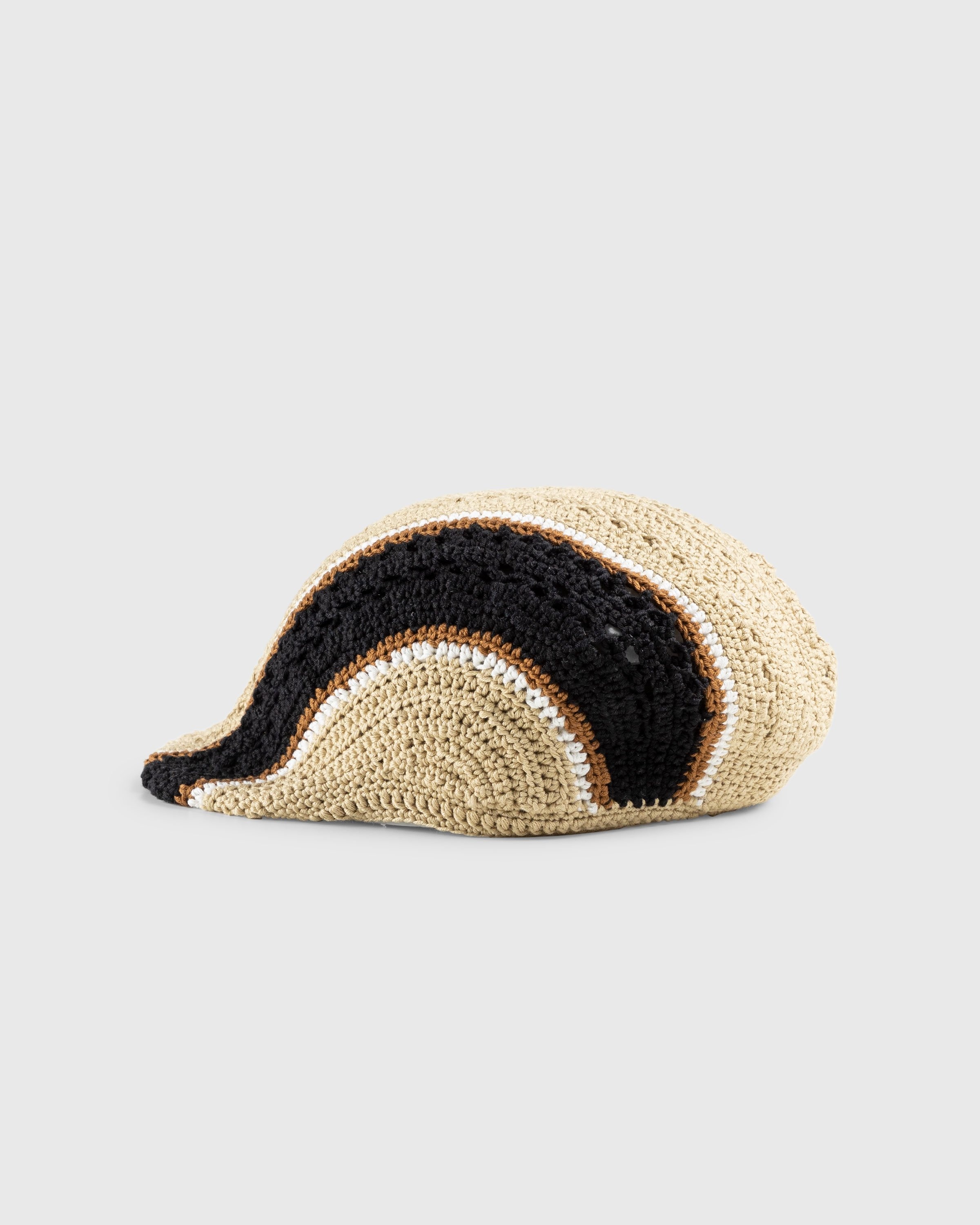 SSU – Crochet Flat Hat Beige/Black - Flat Caps - Black - Image 3