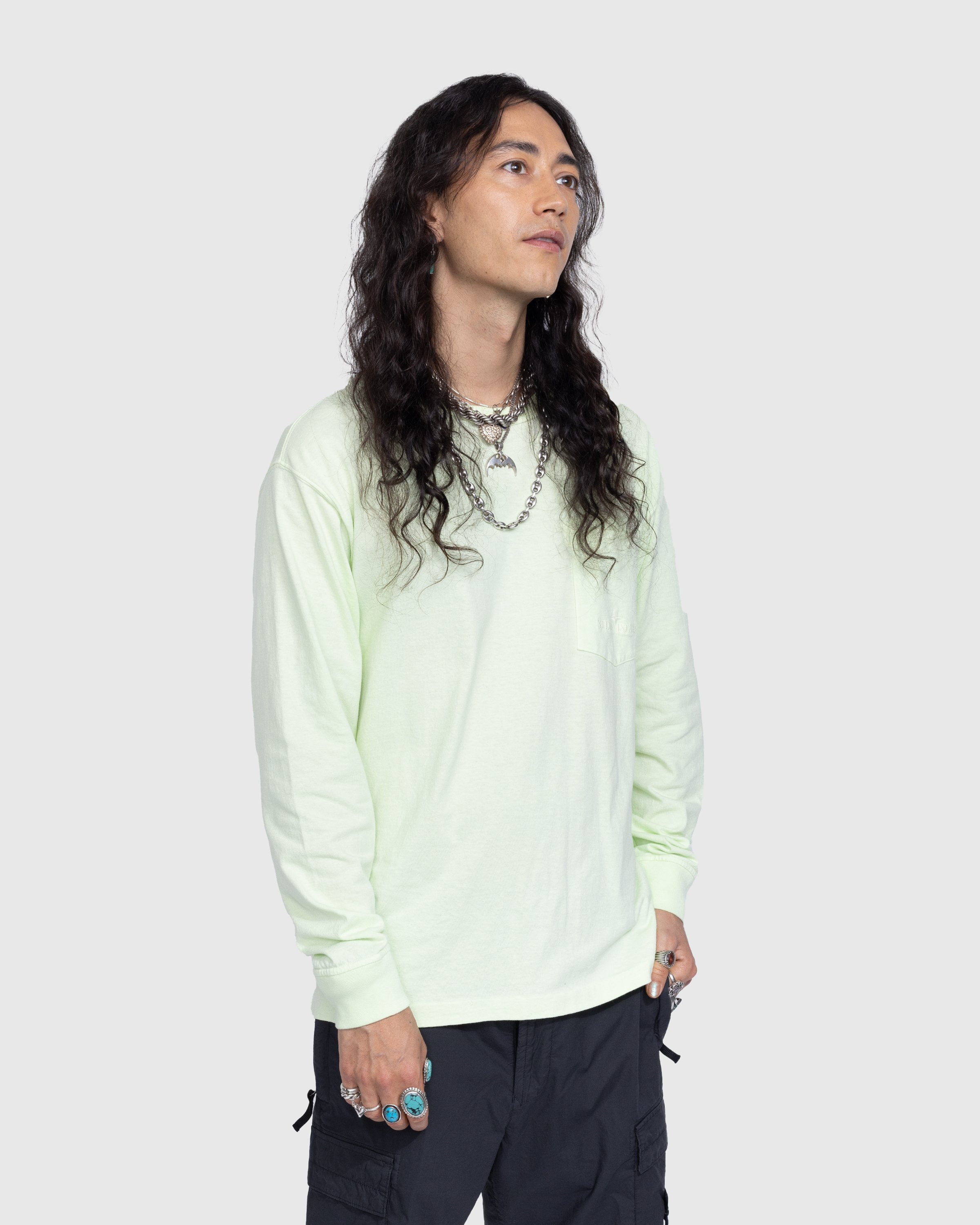 Stone Island – T-Shirt M/Lunga Green 21244 - Tops - Green - Image 2