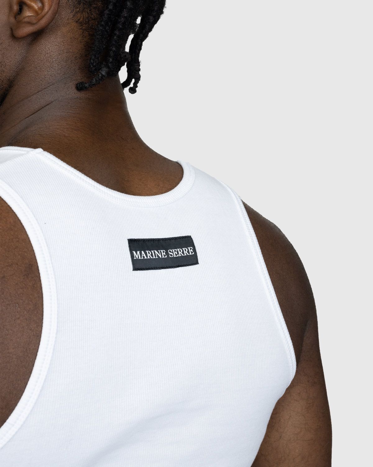 Marine Serre – Organic Cotton Fitted Tank Top White - Tops - White - Image 4