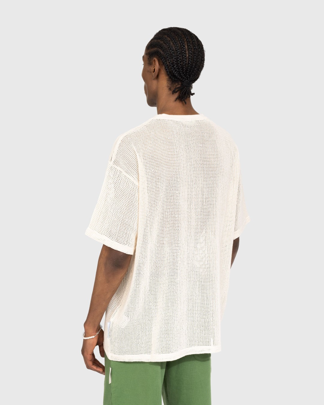 Highsnobiety – Cotton Mesh Knit T-Shirt Beige - T-shirts - Beige - Image 4