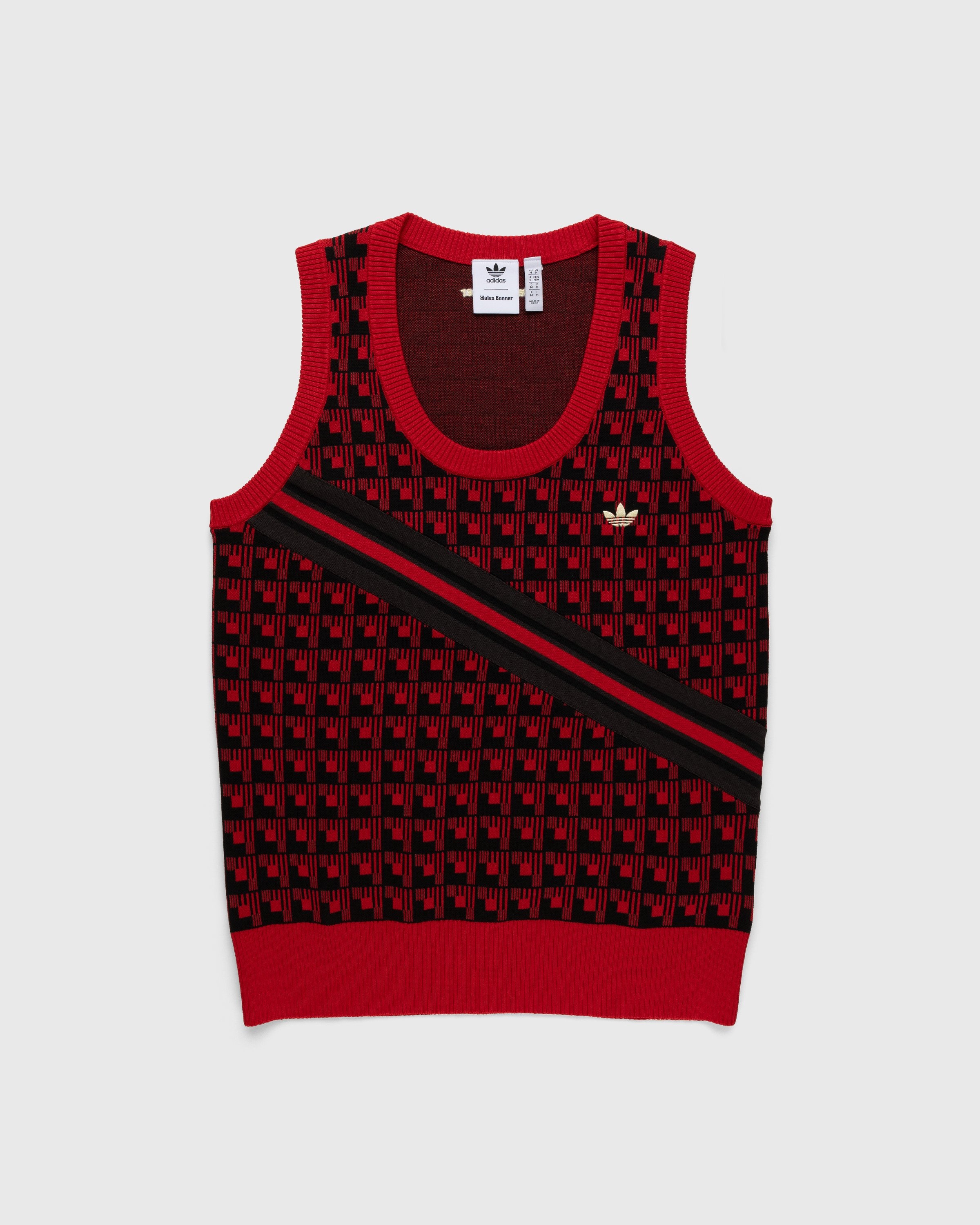 Adidas x Wales Bonner – WB Knit Vest Scarlet/Black - Gilets - Red - Image 1
