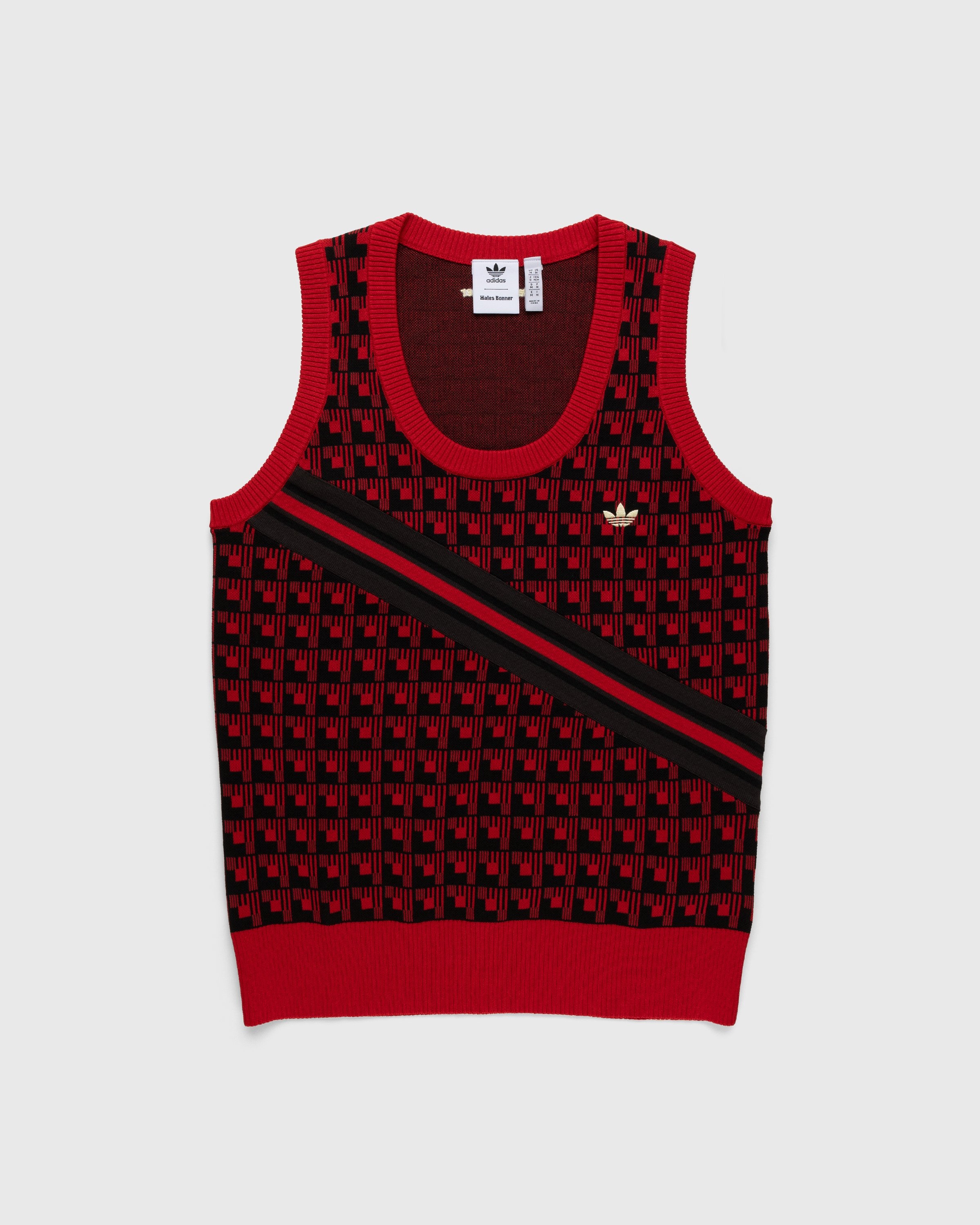 Adidas x Wales Bonner – WB Knit Vest Scarlet/Black - Knitwear - Red - Image 1