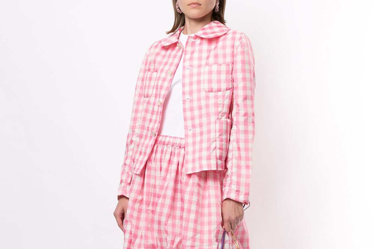 Gingham Checked Fitted Jacket