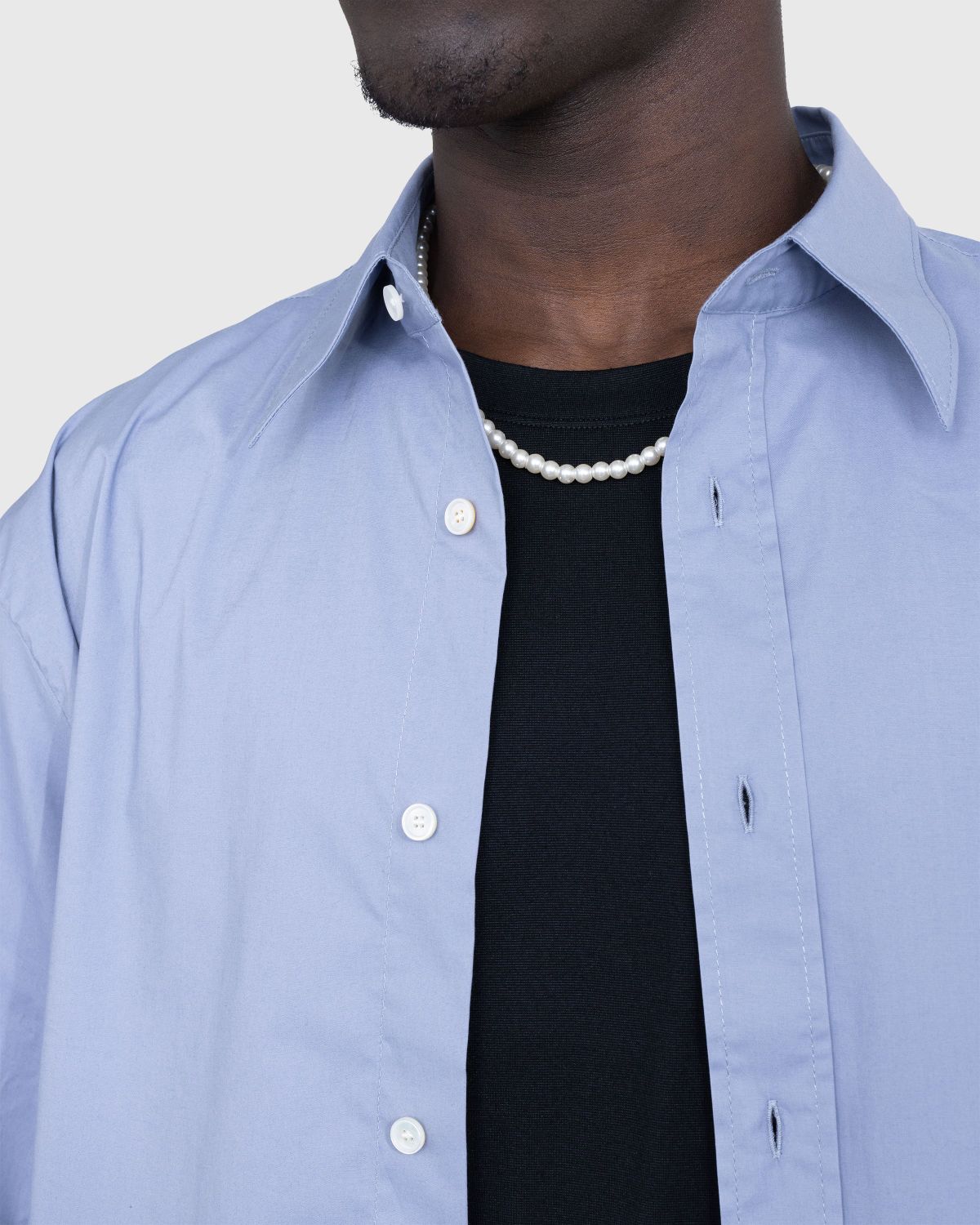 Acne Studios – Short-Sleeve Button-Up Dusty Blue - Shirts - Blue - Image 4