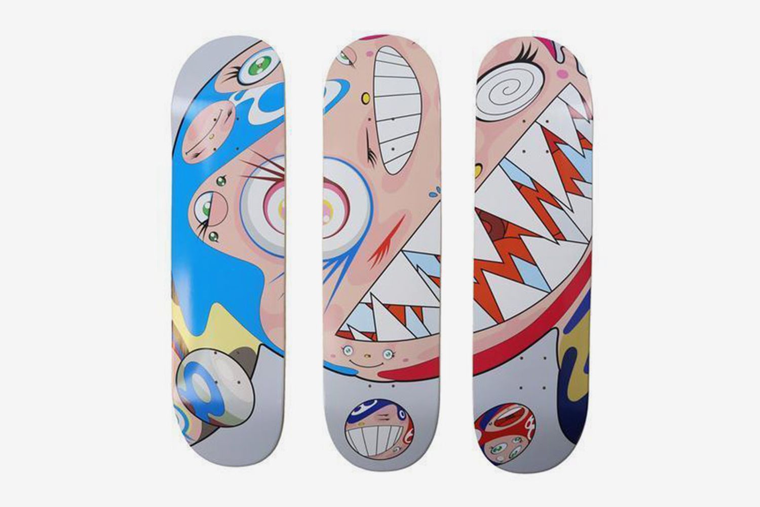 Flying DOB Skate Decks (Set of Three) and Flaming Skulls Skate Decks (Set of Three) (Six Works), 2018