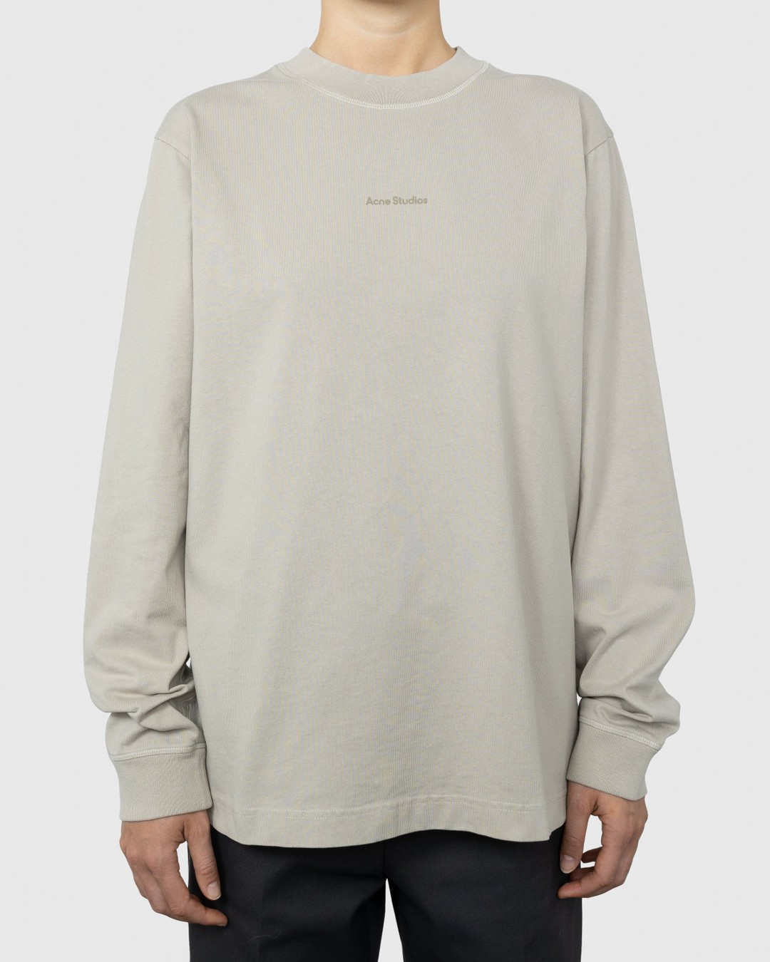 Acne Studios – Organic Cotton Logo Longsleeve Oyster Grey - Longsleeves - Beige - Image 2