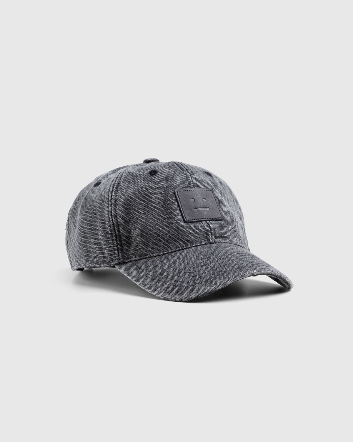 Acne Studios – Leather Face Logo Baseball Cap Grey - Hats - Grey - Image 1