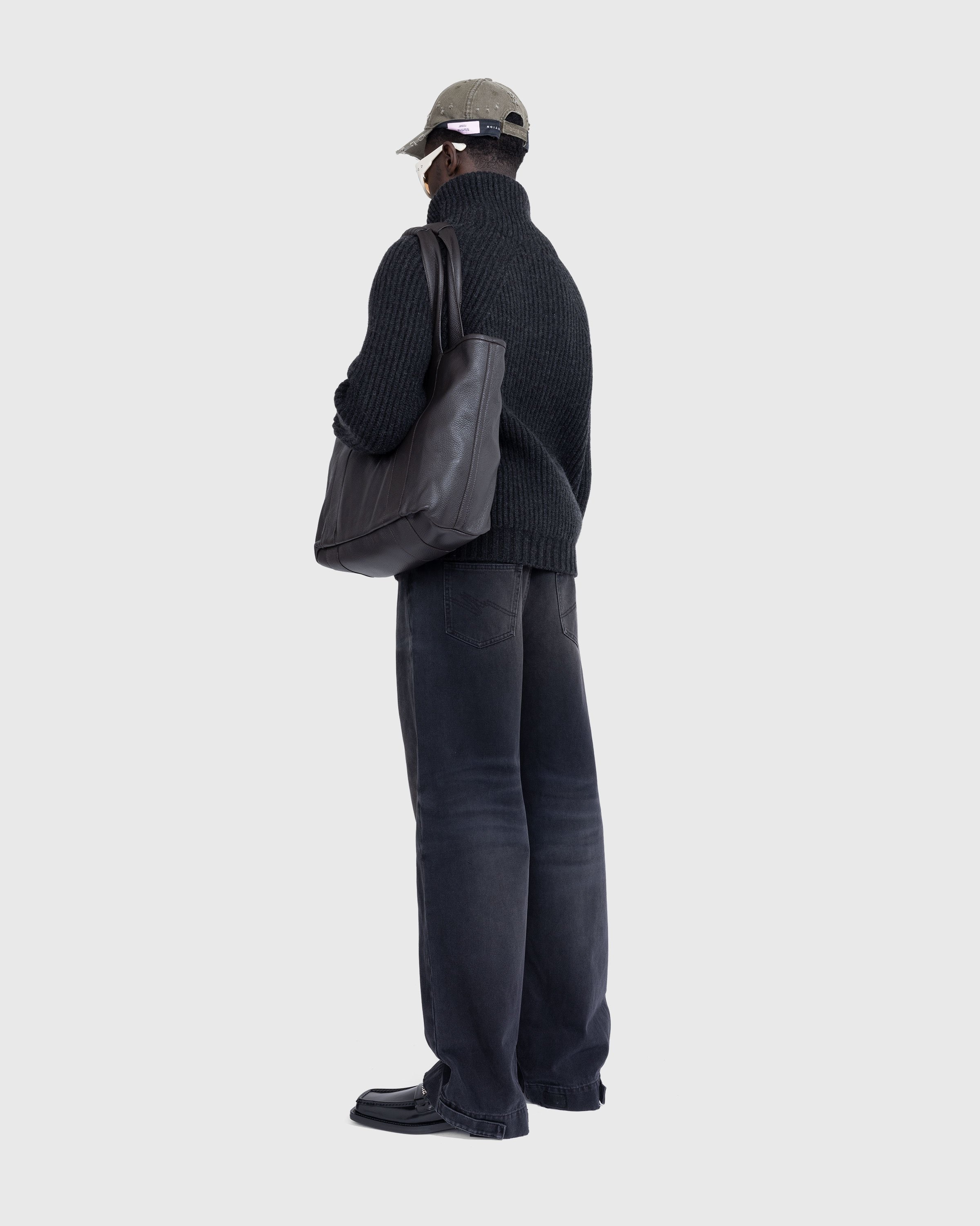 Meta Campania Collective – Michel Exaggerated Rib Cashmere Half Zip Weimaraner Grey - Knitwear - Grey - Image 3