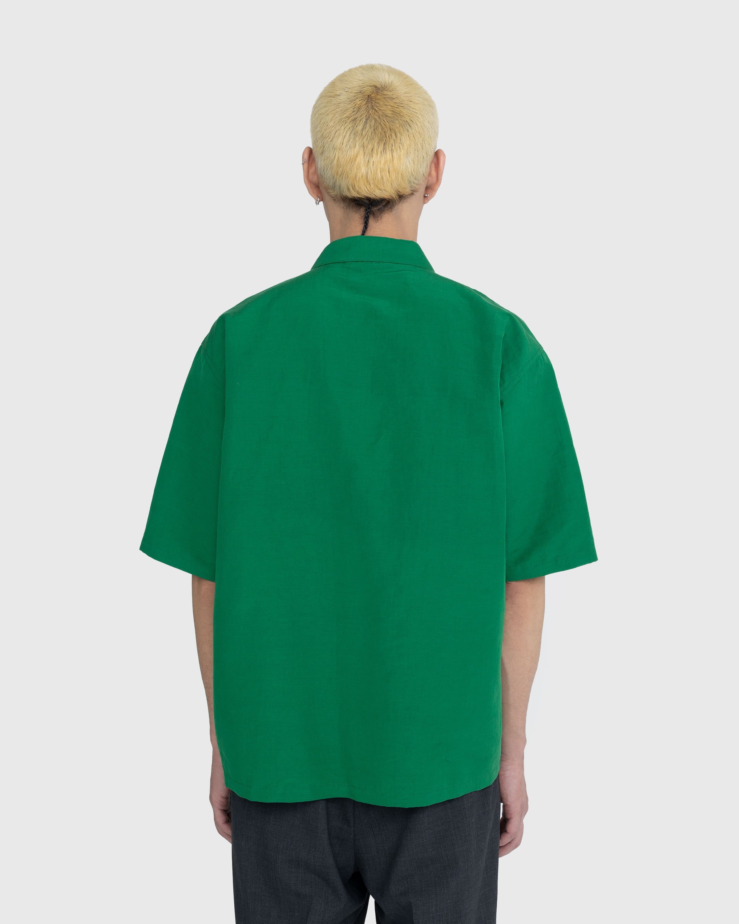 Auralee – High Density Finx Linen Weather Shirt Green - Shirts - Green - Image 3