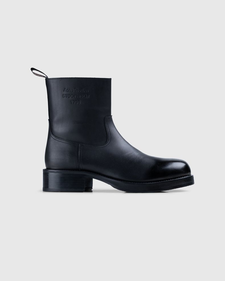 Sprayed Leather Ankle Boots Black