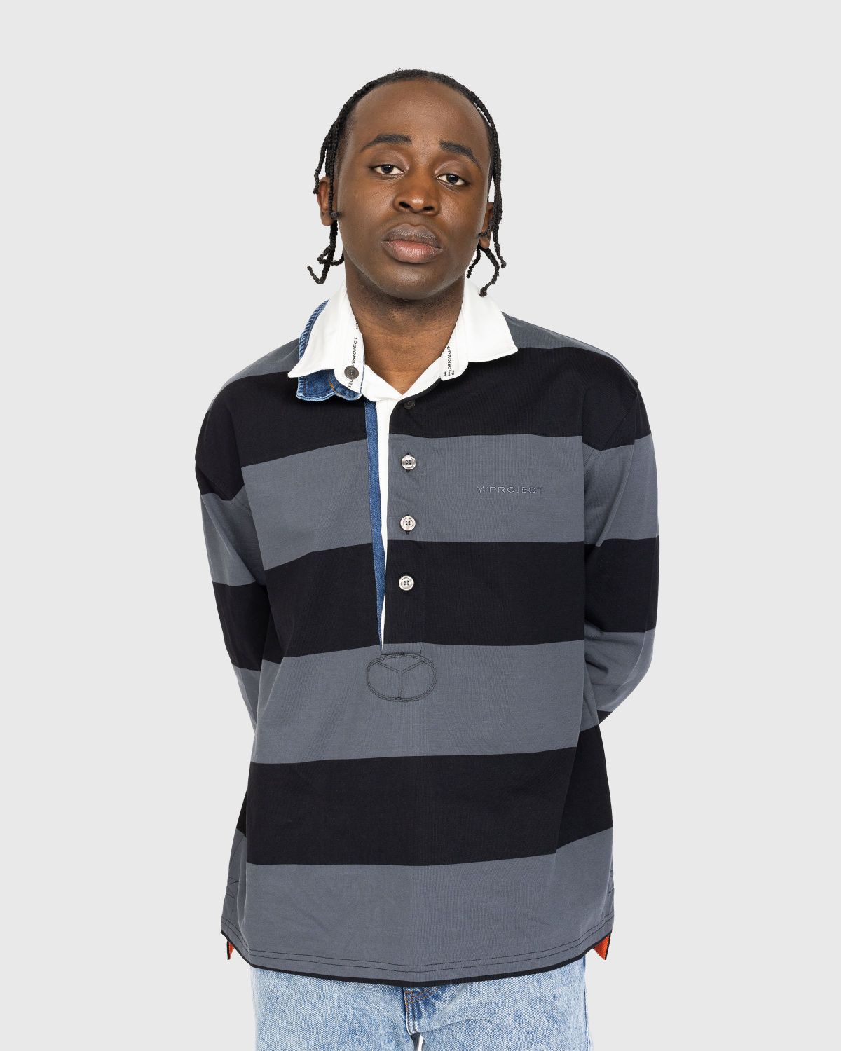 Y/Project – Triple Collar Rugby Polo Black/Grey - Shirts - Grey - Image 2