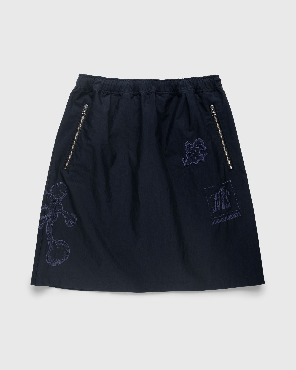 NTS x Highsnobiety – Brushed Nylon Skirt Navy - Skirts - Black - Image 1