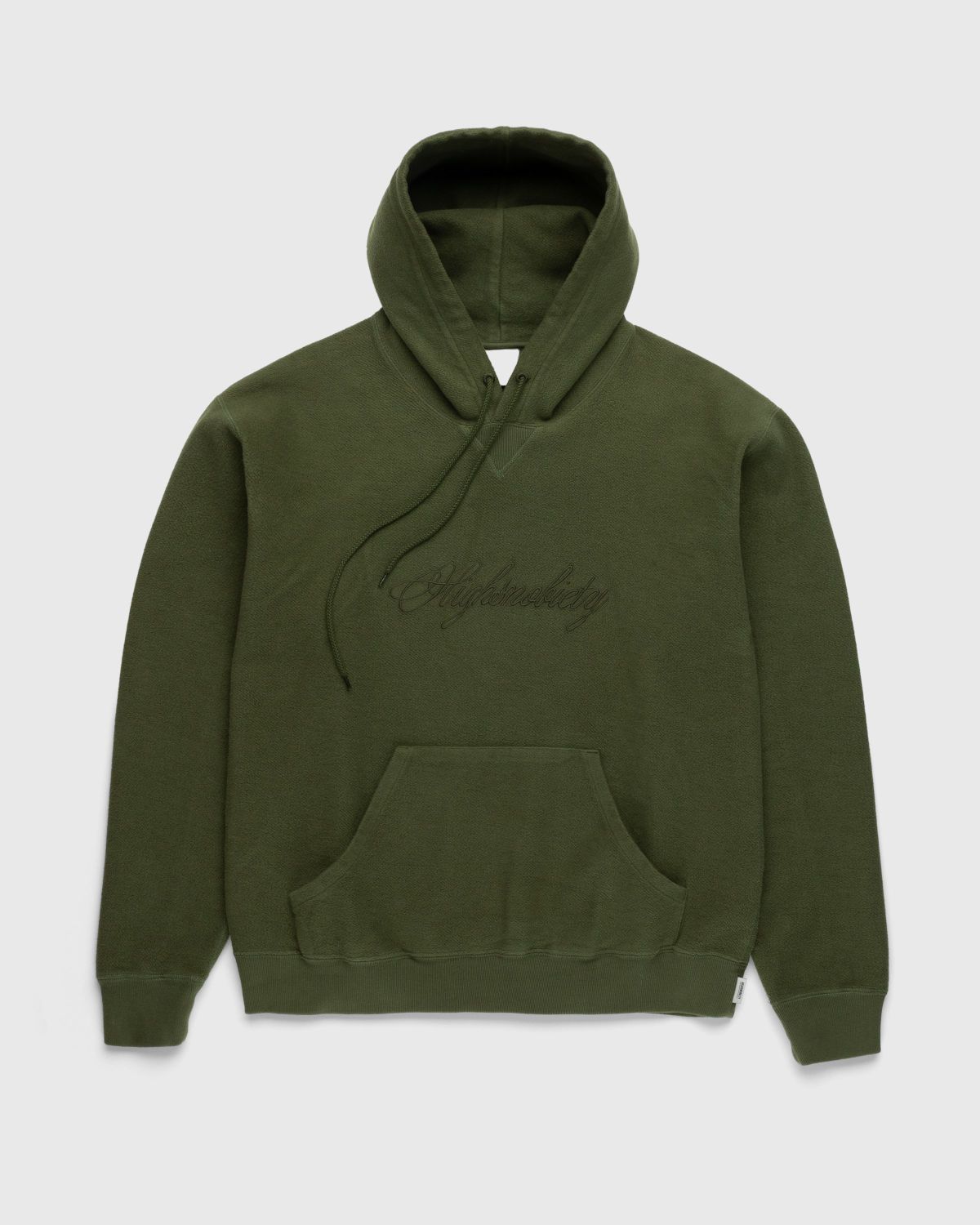 Highsnobiety – Script Logo Reverse Fleece Hoodie Green - Sweats - Green - Image 1