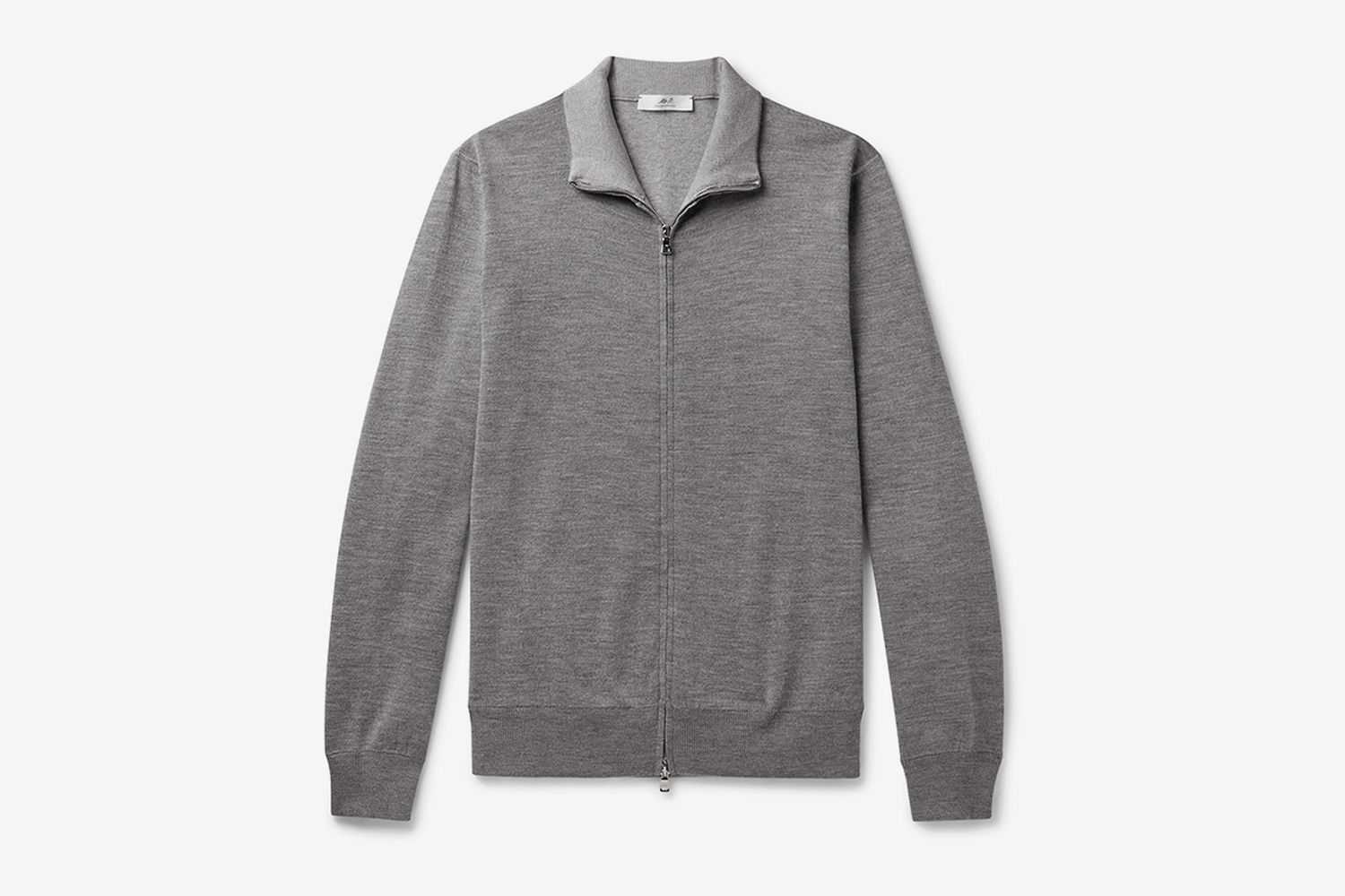 Melangé Merino Wool-Blend Zip-Up Sweater