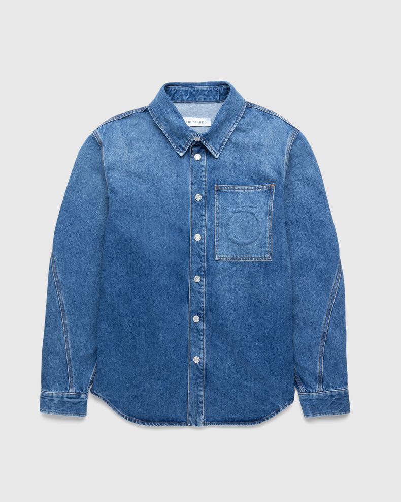 Embossed Denim Shirt Blue