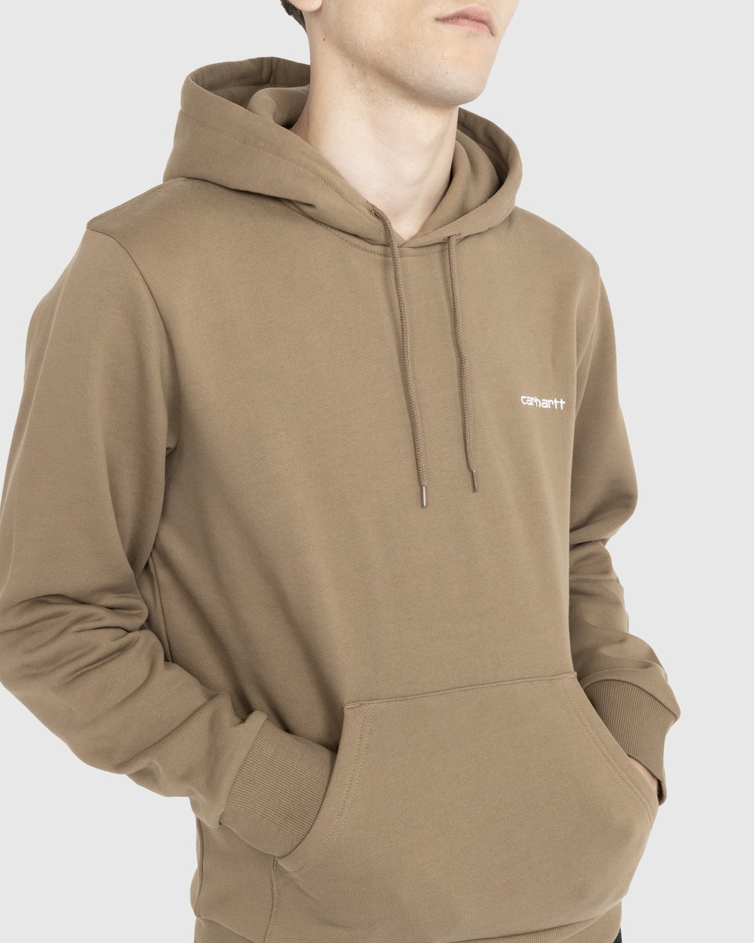 Carhartt WIP – Script Embroidery Hoodie Buffalo/White - Sweats - Green - Image 4