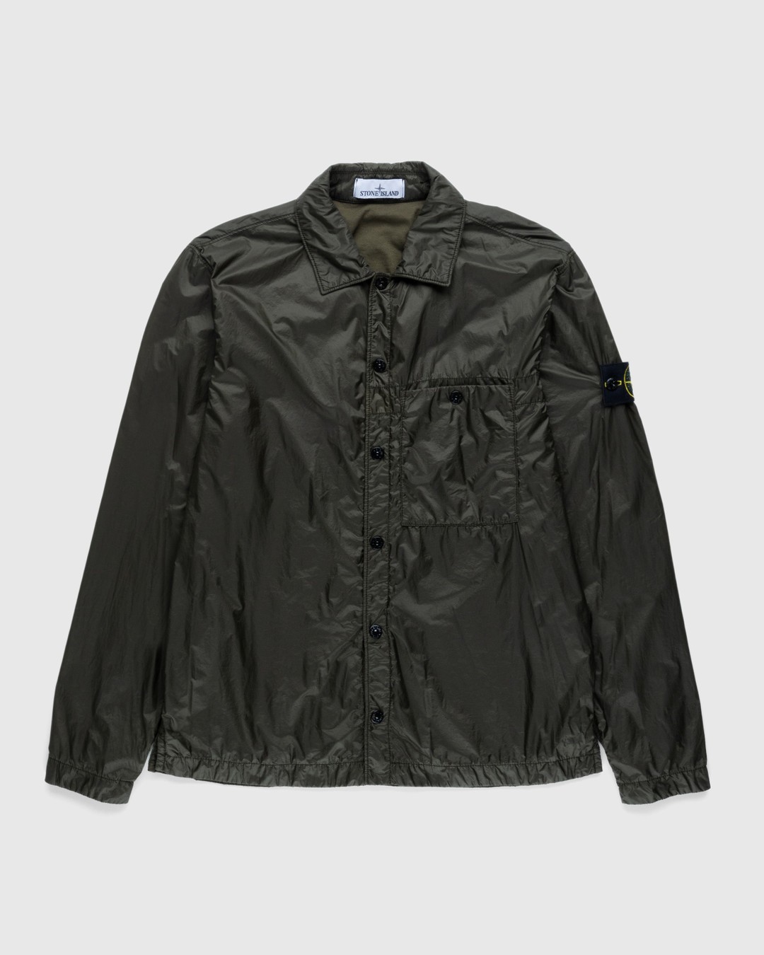 Stone Island – Coated Nylon Overshirt Olive - Shirts - Green - Image 1