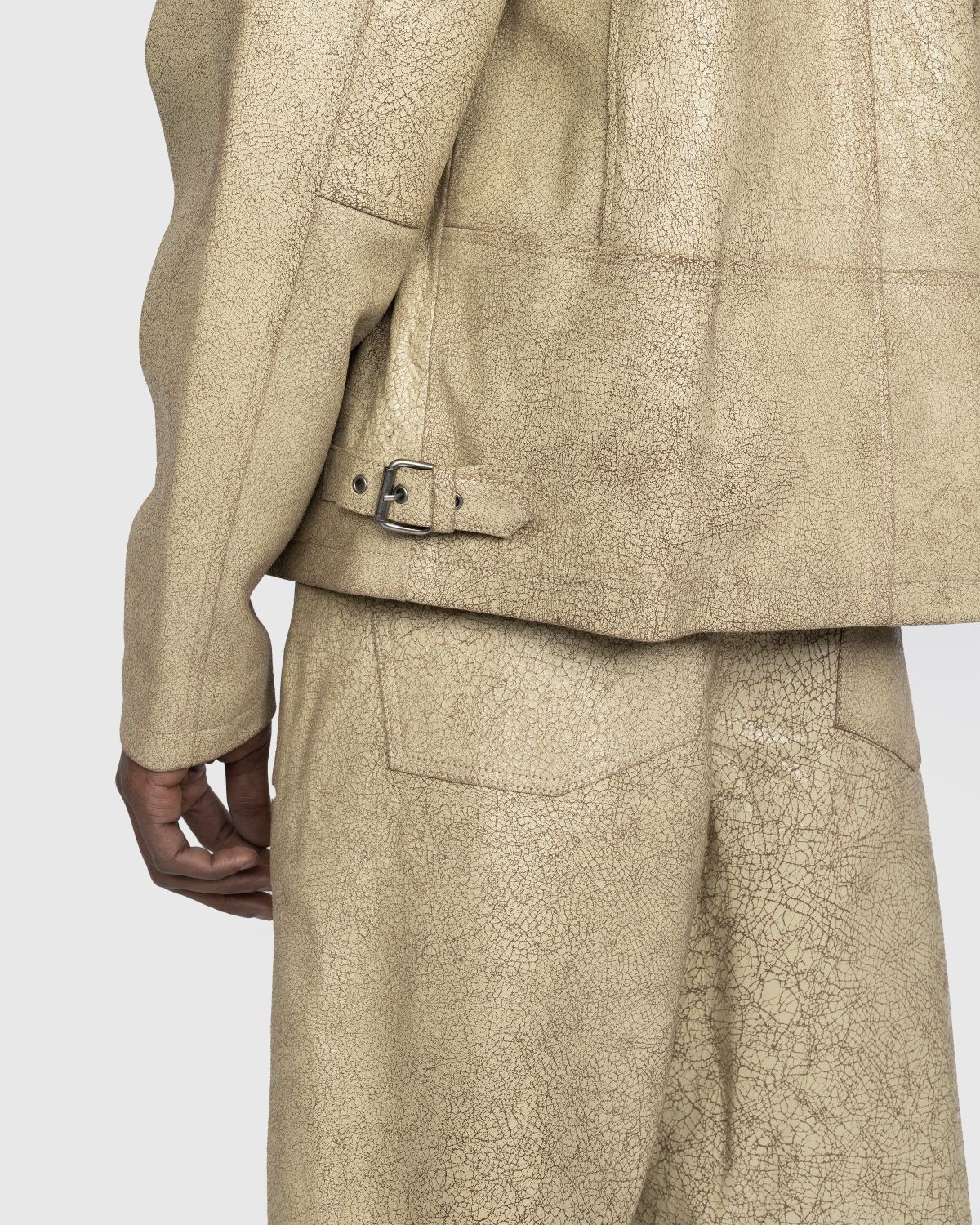 Guess USA – Crackle Leather Jacket Beige - Outerwear - Beige - Image 4